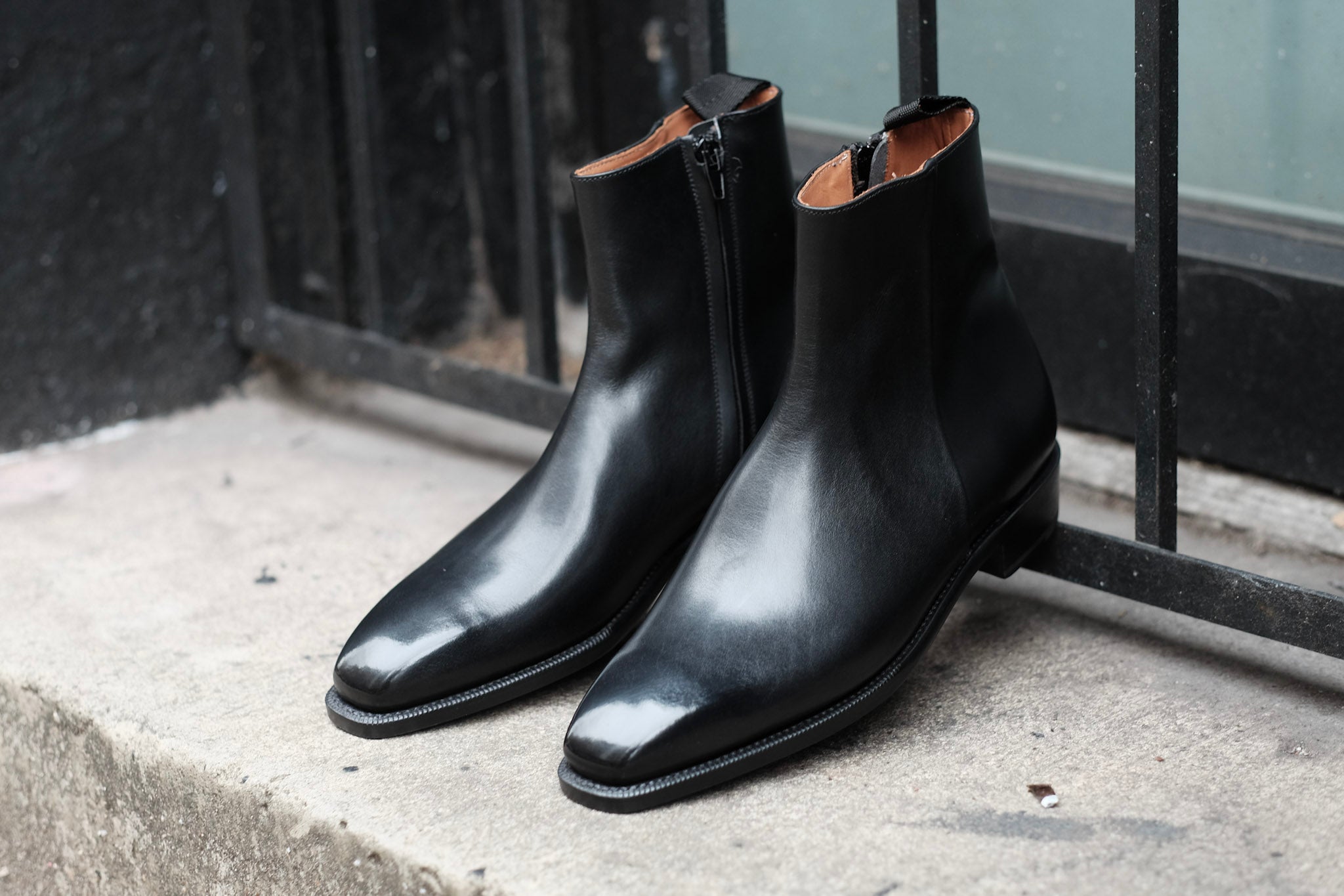 Southcenter - Black Calf-Zip Boots-J.FitzPatrick Footwear