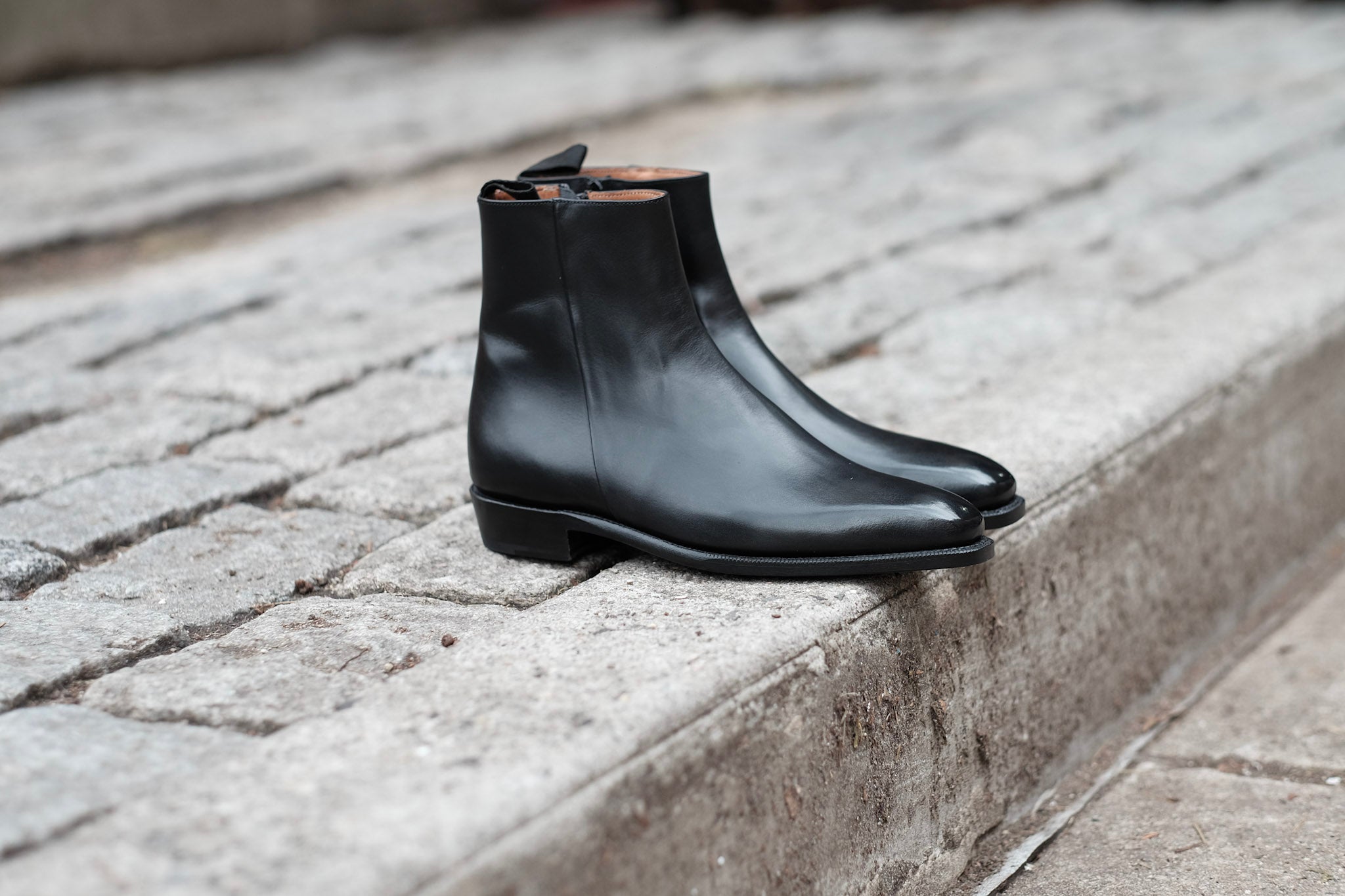 Southcenter - Black Calf-Zip Boots-J.FitzPatrick Footwear