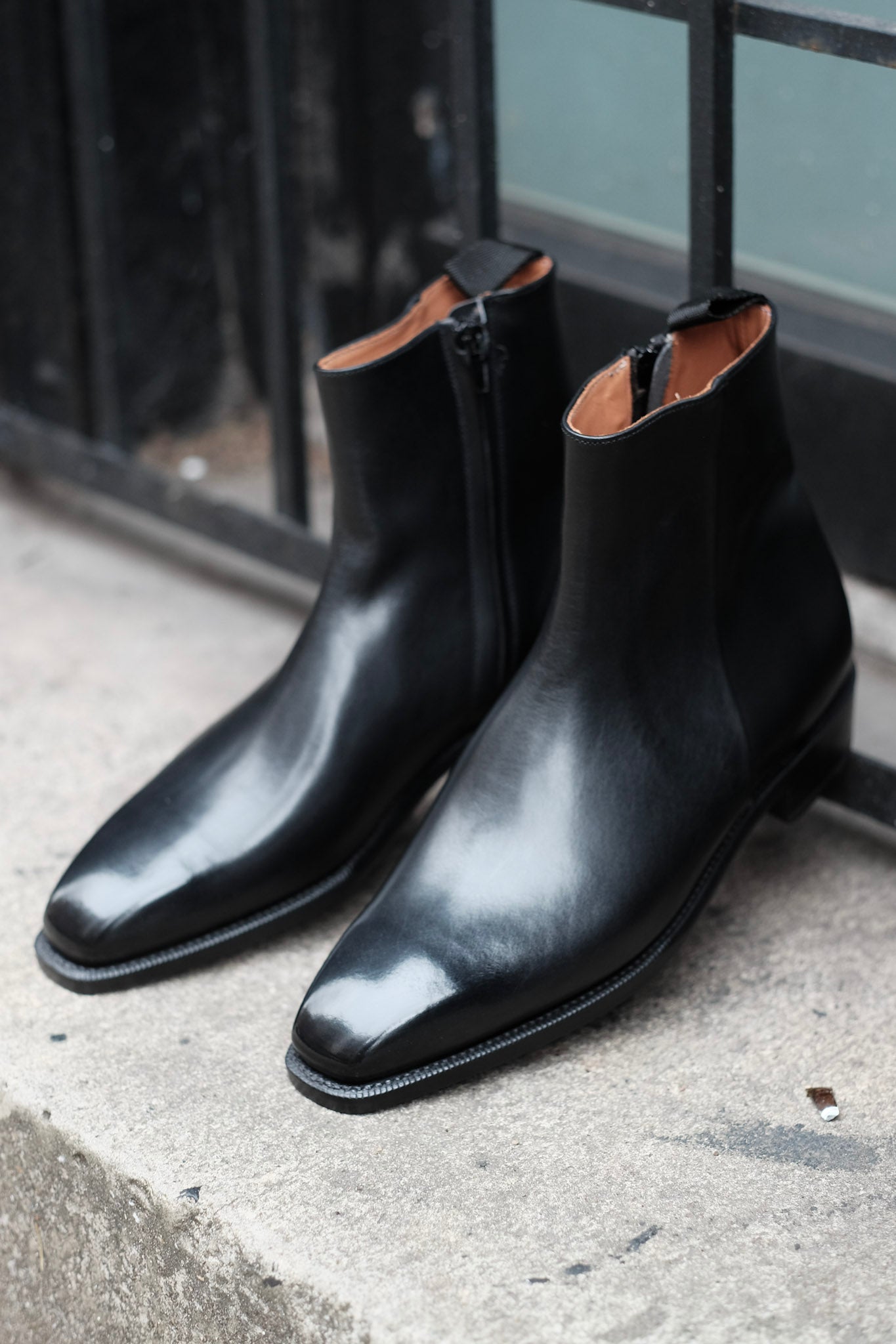 Southcenter - Black Calf-Zip Boots-J.FitzPatrick Footwear