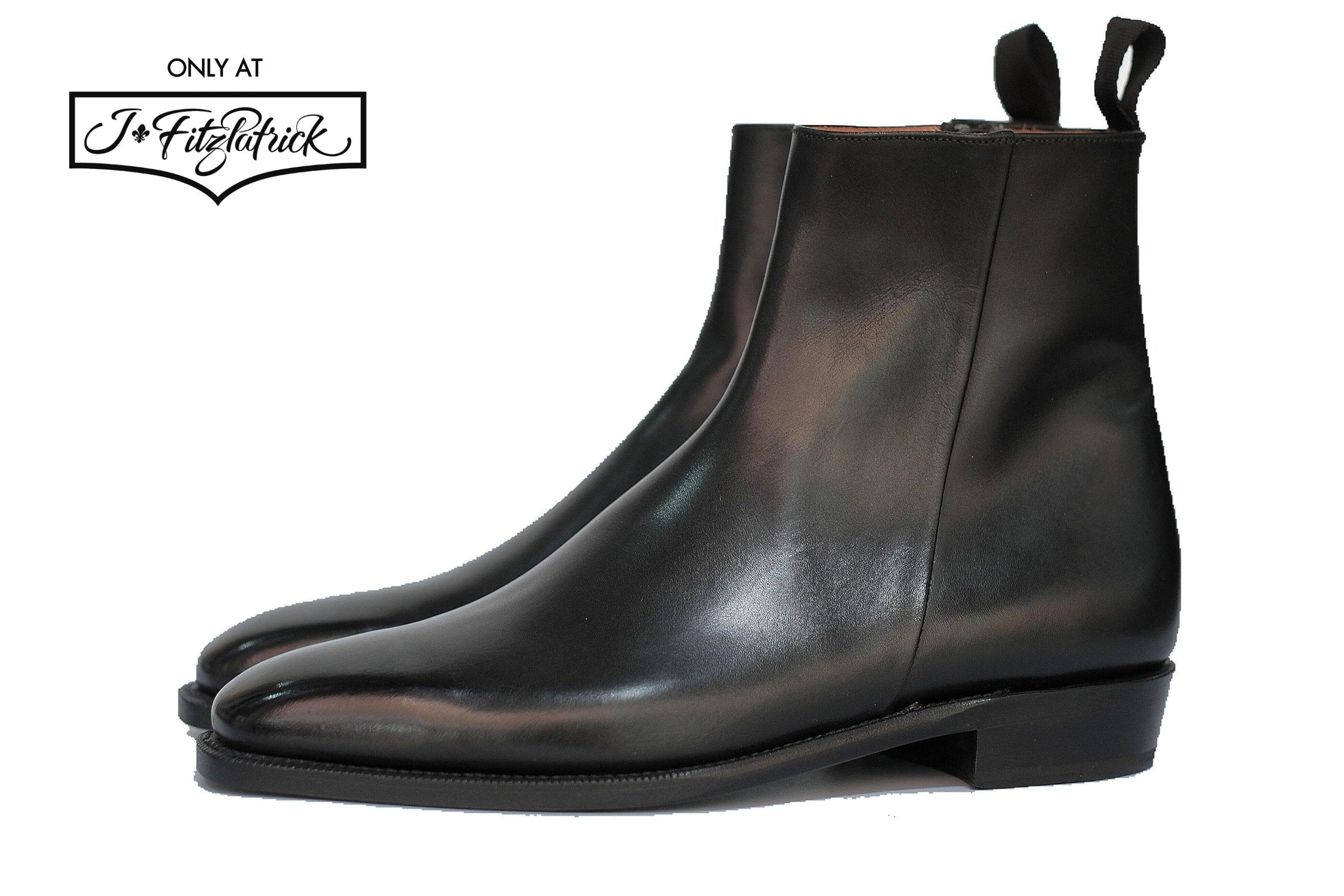 Southcenter - Black Calf-Zip Boots-J.FitzPatrick Footwear
