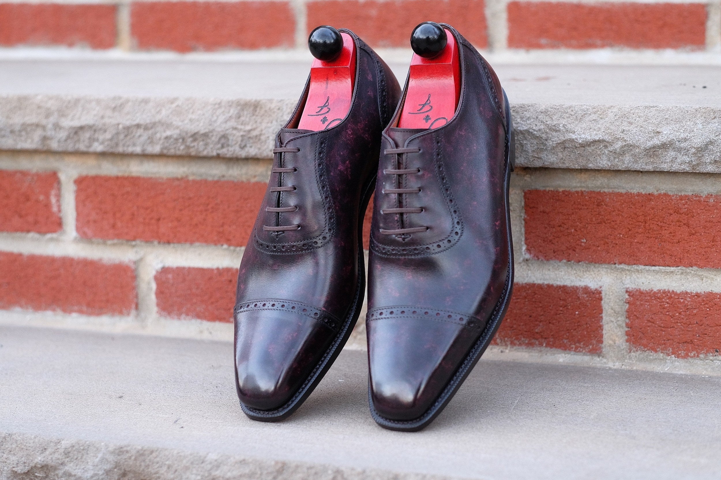 Sunnyside - Plum Marble Patina - PRE ORDER-Captoe Cap Toe Oxfords-J.FitzPatrick Footwear