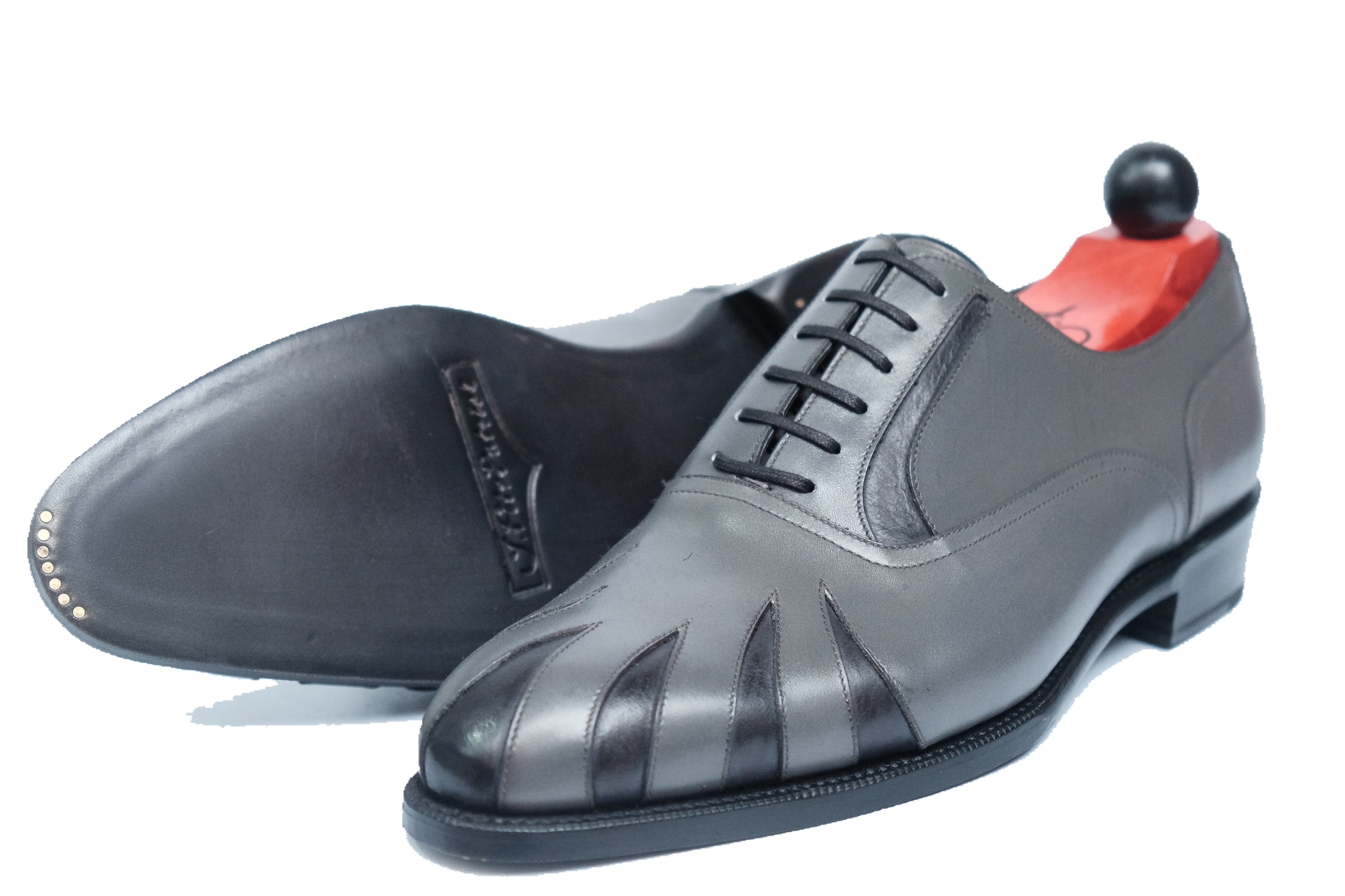 Tiger's Claw - MTO - Light Grey Calf / Dark Grey Calf - NGT Last - Single Leather Sole-Made To Order Split Toe Spectator Oxfords-J.FitzPatrick Footwear