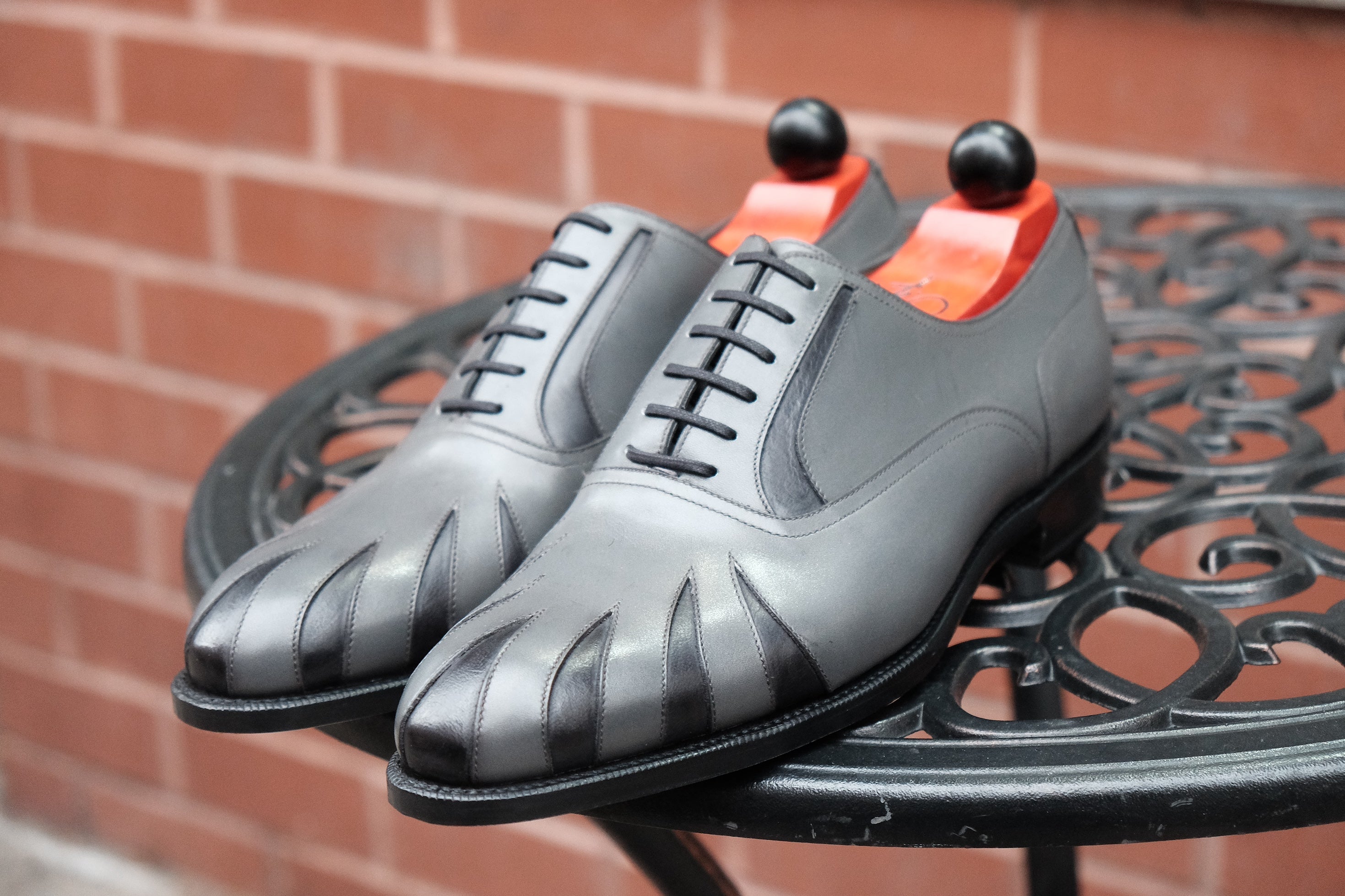 Tiger's Claw - MTO - Light Grey Calf / Dark Grey Calf - NGT Last - Single Leather Sole-Made To Order Split Toe Spectator Oxfords-J.FitzPatrick Footwear