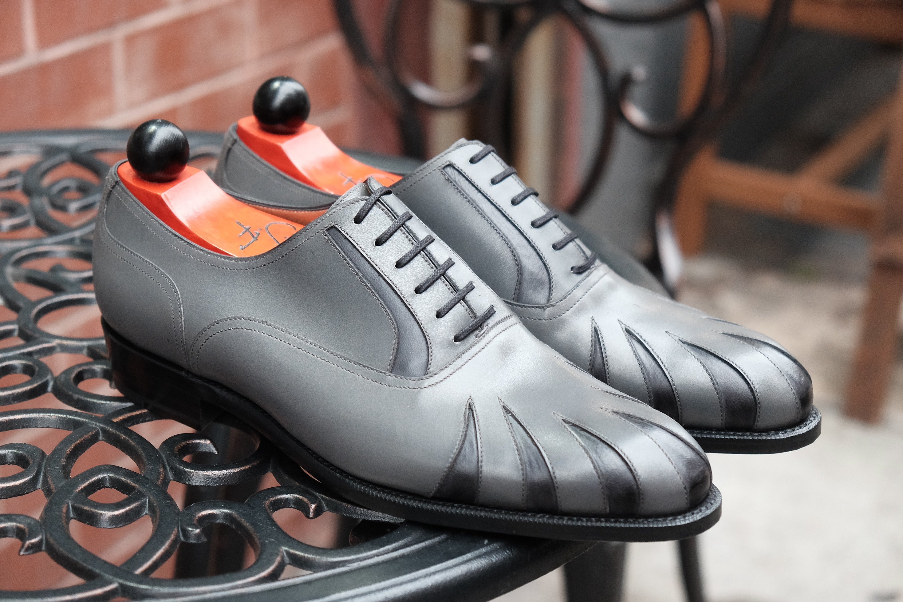 Tiger's Claw - MTO - Light Grey Calf / Dark Grey Calf - NGT Last - Single Leather Sole-Made To Order Split Toe Spectator Oxfords-J.FitzPatrick Footwear