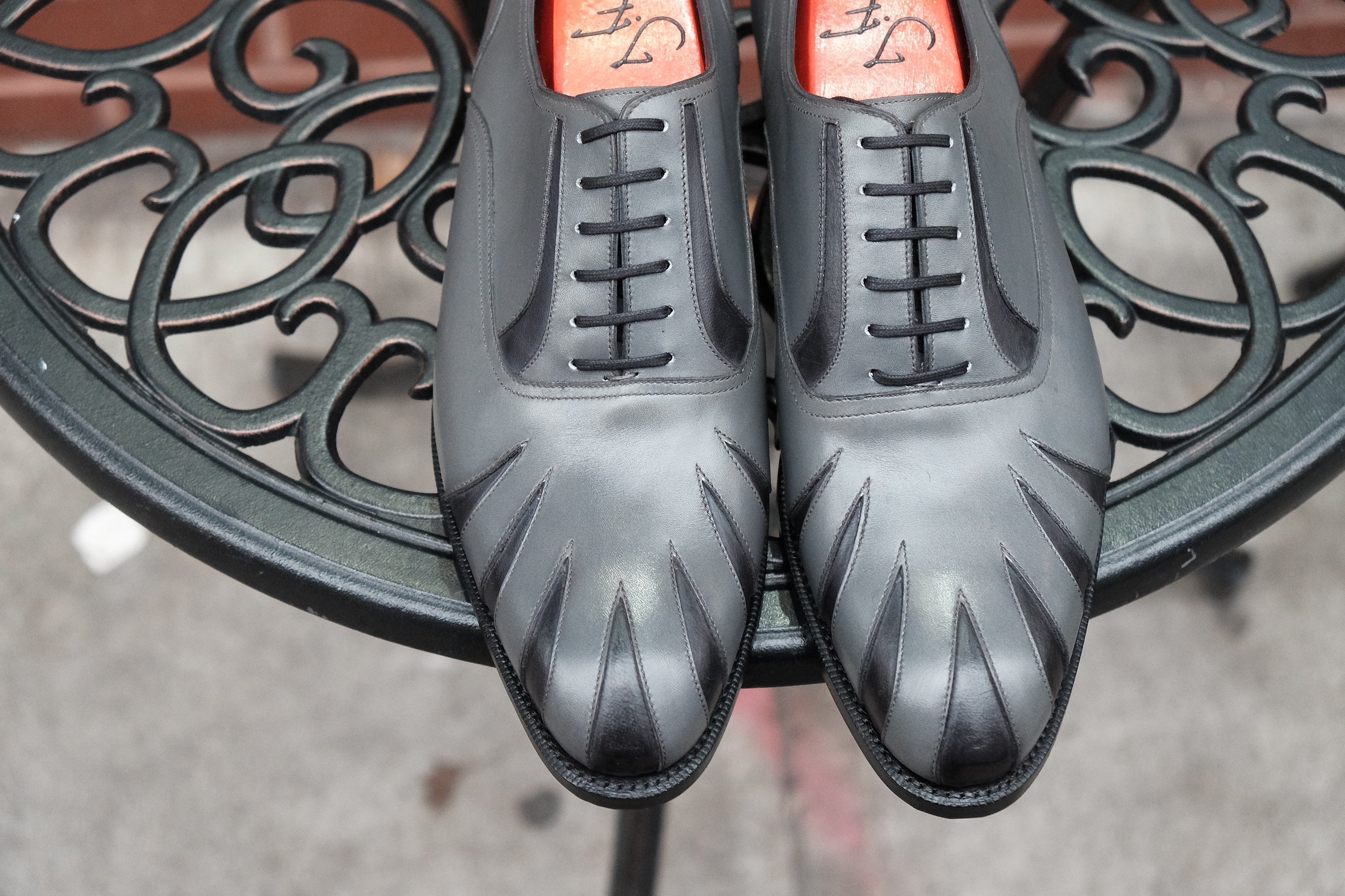Tiger's Claw - MTO - Light Grey Calf / Dark Grey Calf - NGT Last - Single Leather Sole-Made To Order Split Toe Spectator Oxfords-J.FitzPatrick Footwear