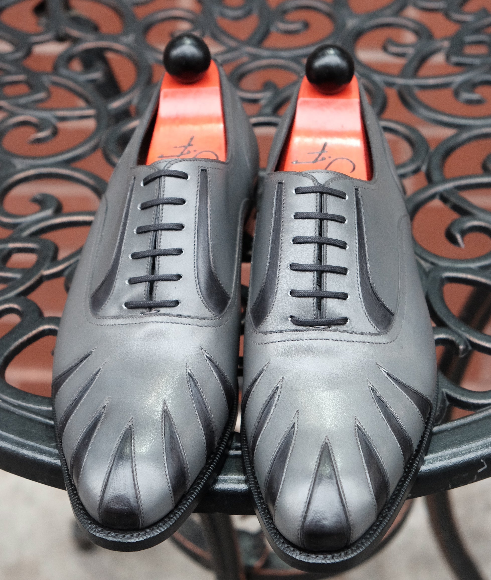 Tiger's Claw - MTO - Light Grey Calf / Dark Grey Calf - NGT Last - Single Leather Sole-Made To Order Split Toe Spectator Oxfords-J.FitzPatrick Footwear
