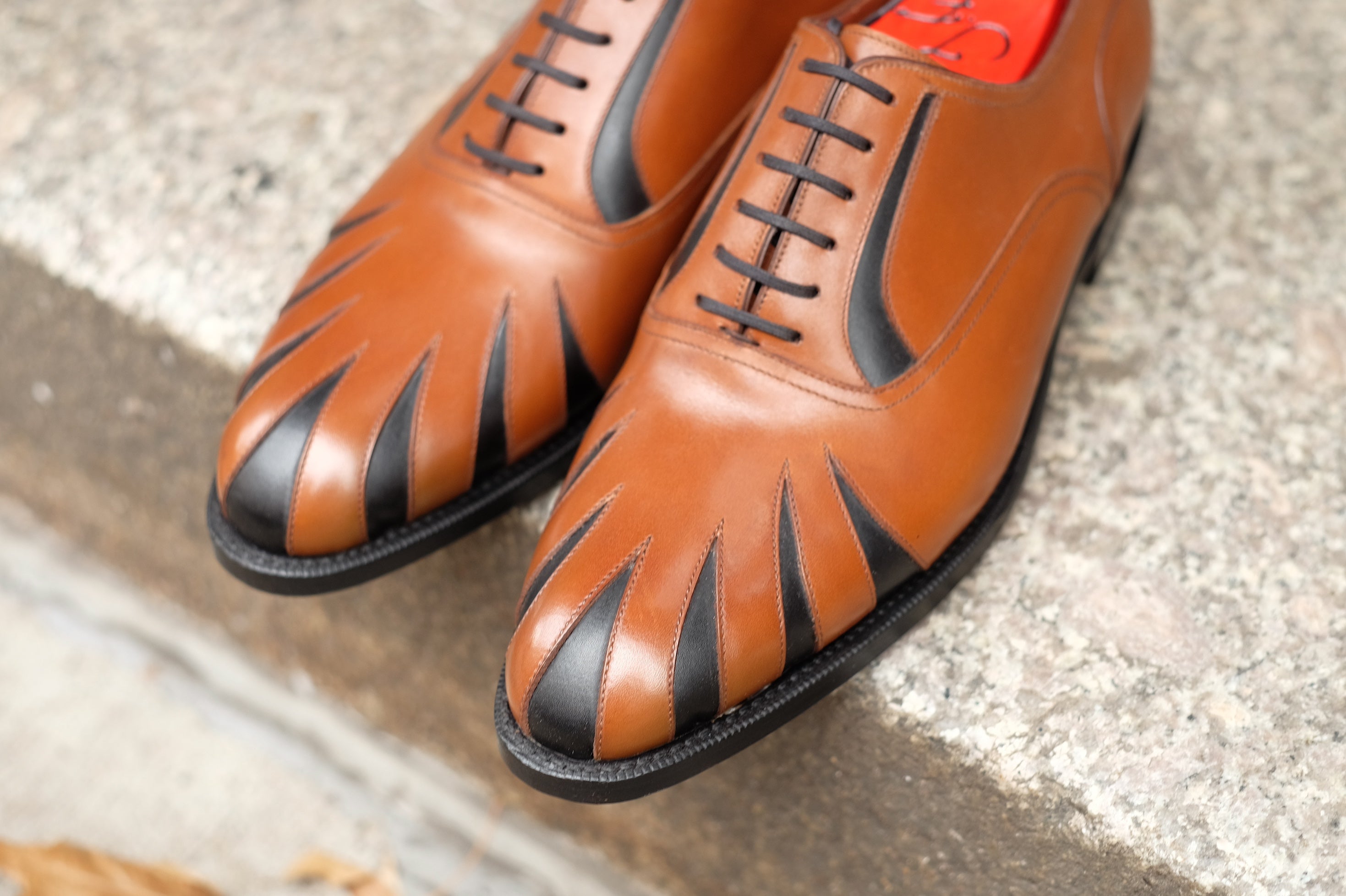 Tiger's Claw - MTO - Maple Calf / Black Calf - NGT Last - Single Leather Sole-Made To Order Split Toe Spectator Oxfords-J.FitzPatrick Footwear