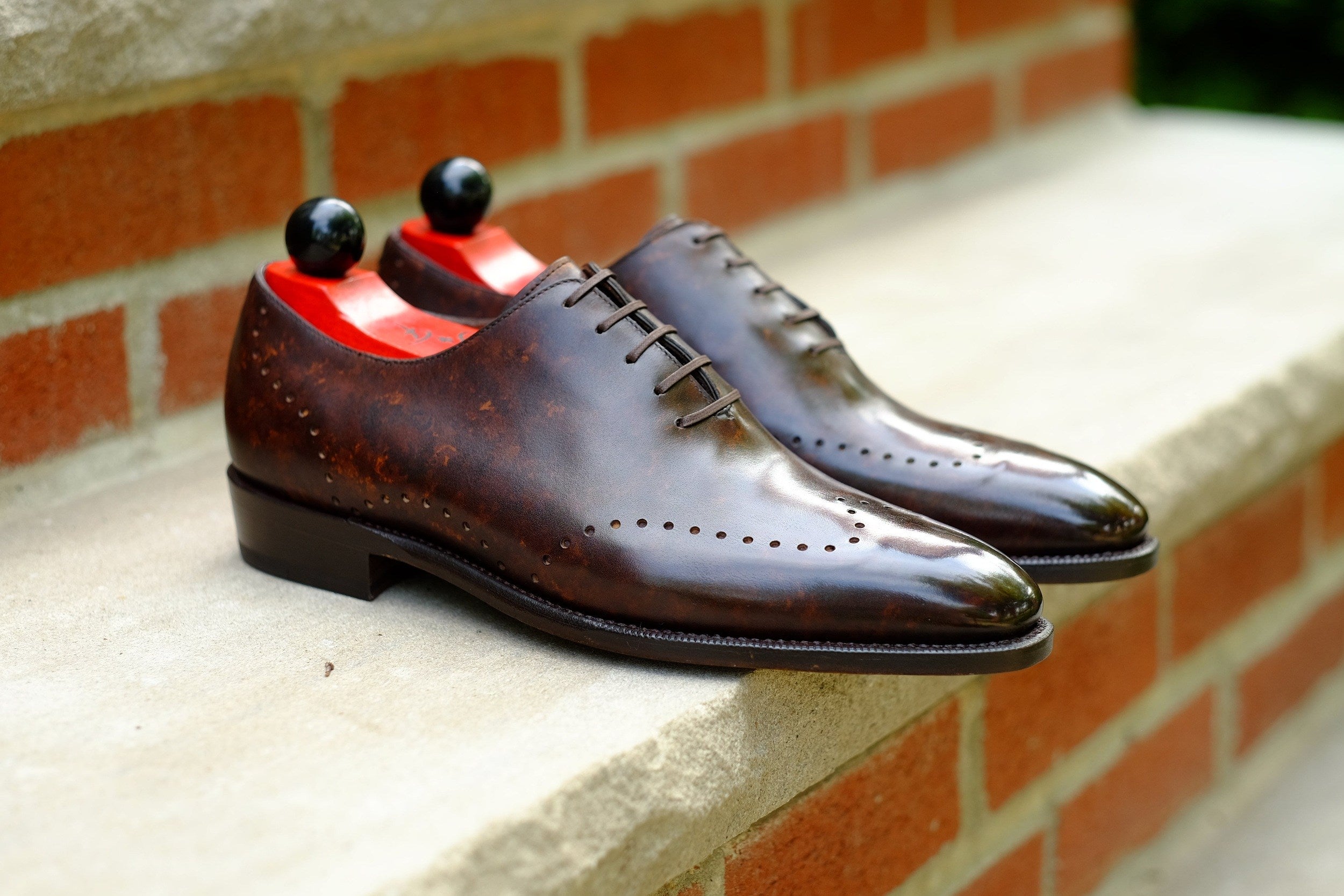 Tony II - Dark Brown Marble Patina - PRE ORDER-Wholecut Oxfords-J.FitzPatrick Footwear
