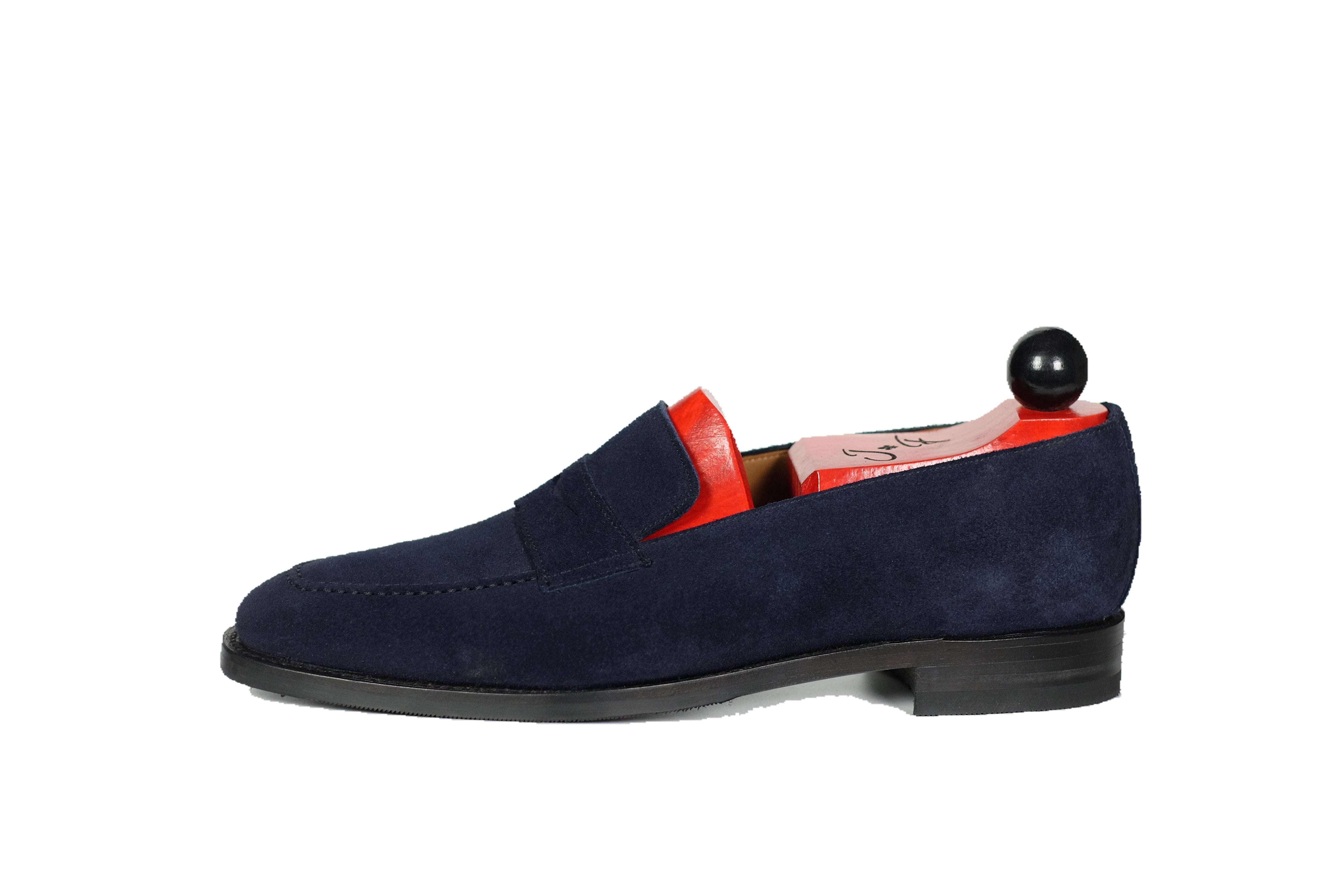 Washington - Dark Sapphire Suede-Penny Loafers-J.FitzPatrick Footwear