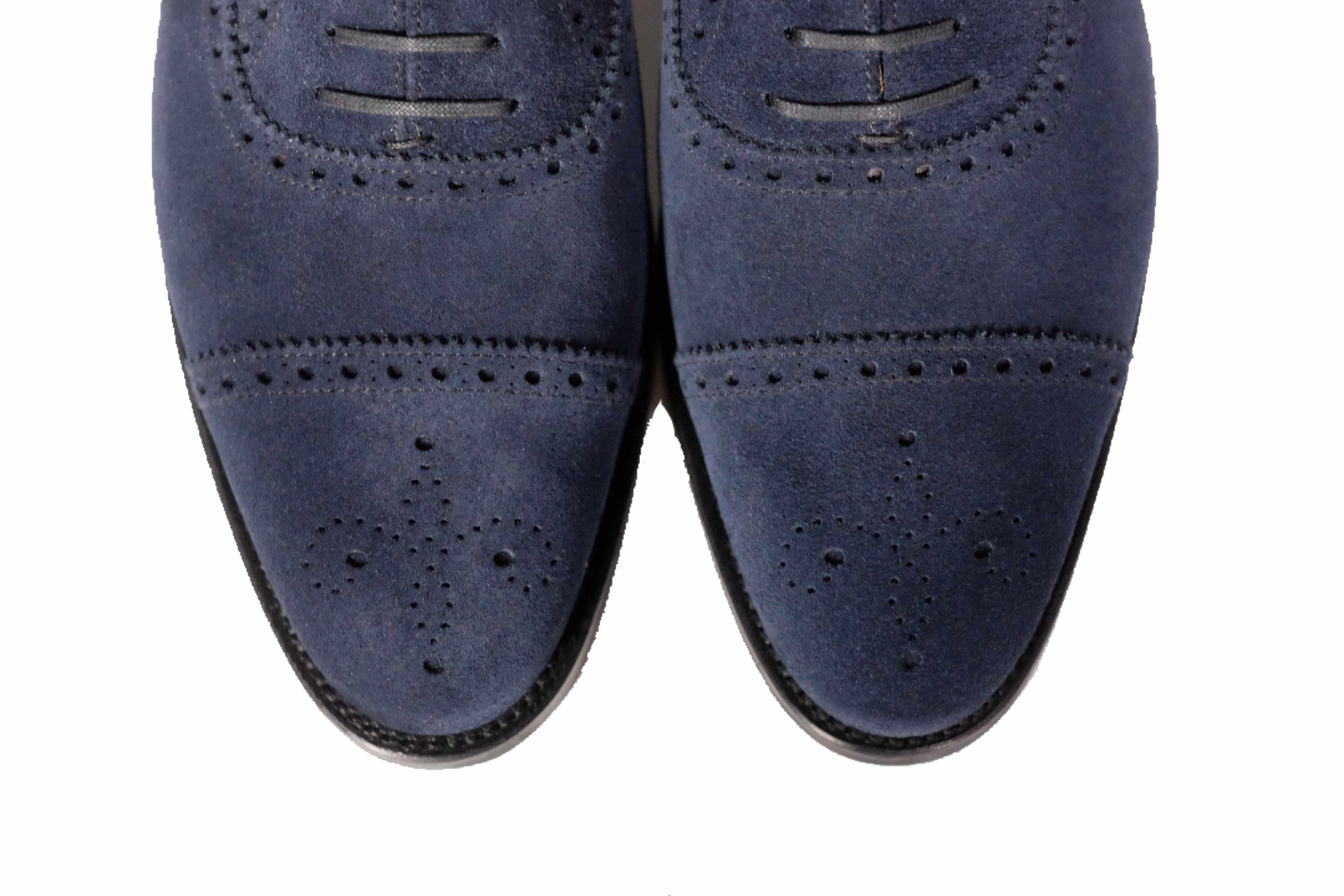 Wenatchee - Dark Sapphire Suede-Captoe Cap Toe Brogue Oxfords-J.FitzPatrick Footwear