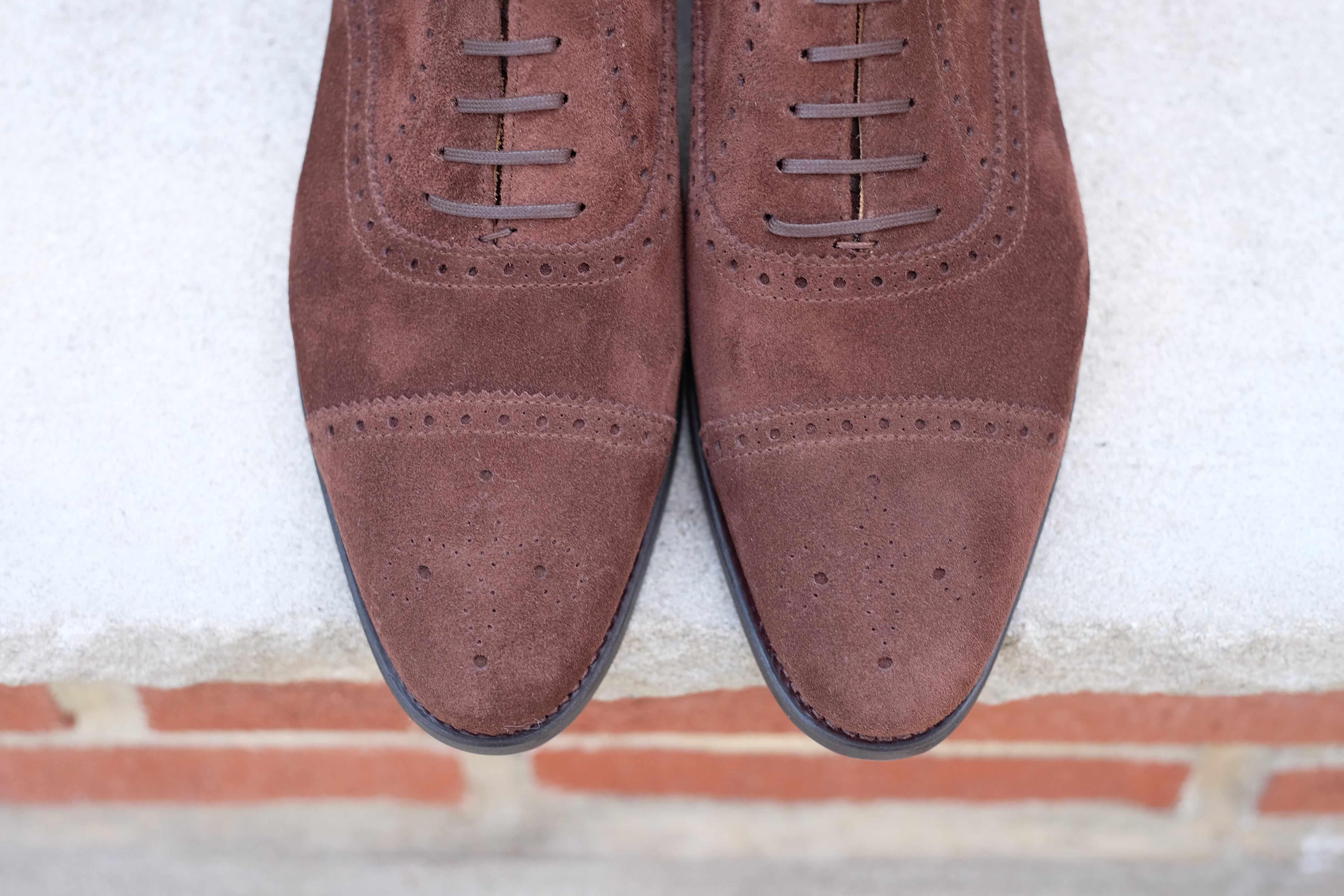 Wenatchee - Mocha Suede-Captoe Cap Toe Brogue Oxfords-J.FitzPatrick Footwear