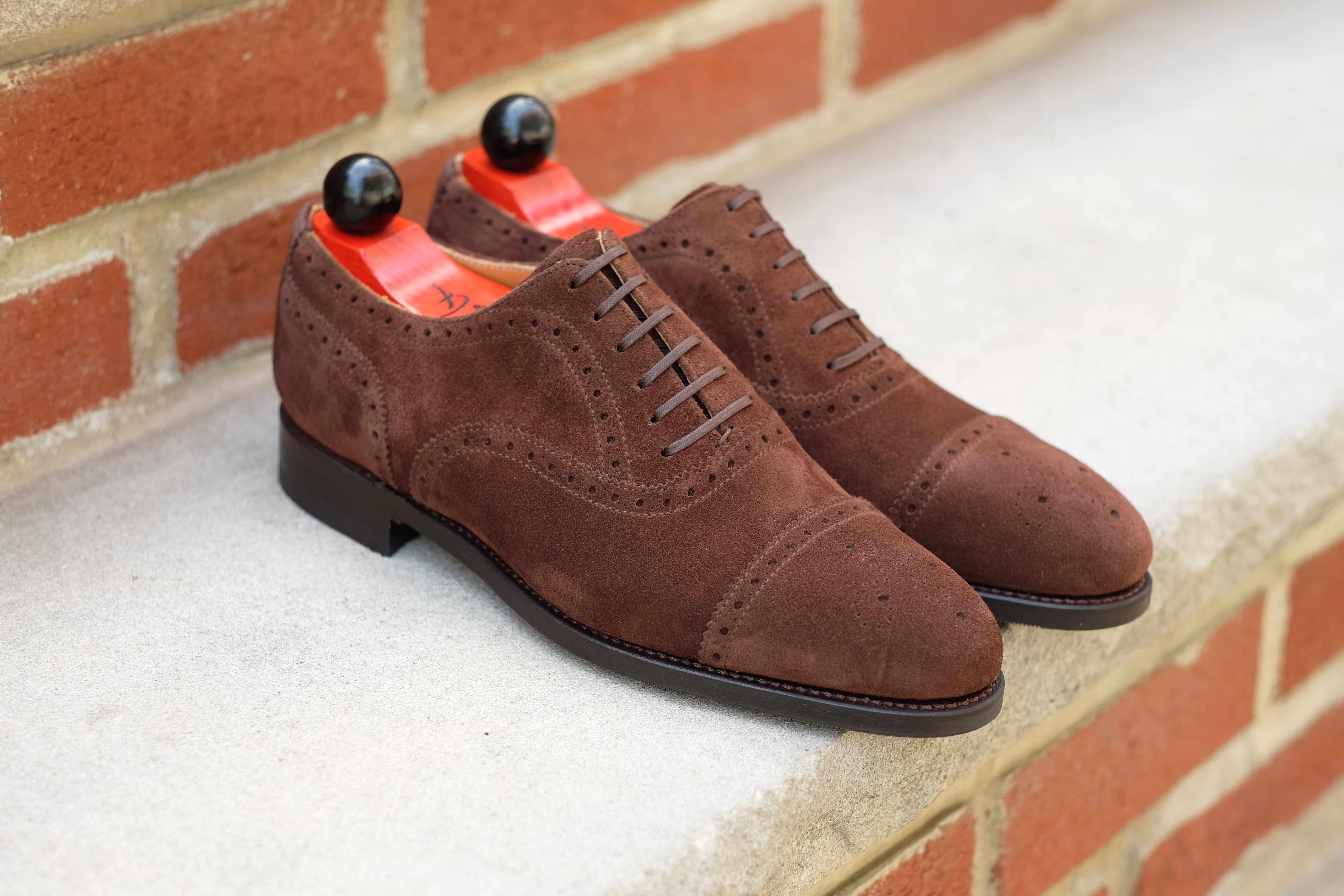 Wenatchee - Mocha Suede-Captoe Cap Toe Brogue Oxfords-J.FitzPatrick Footwear