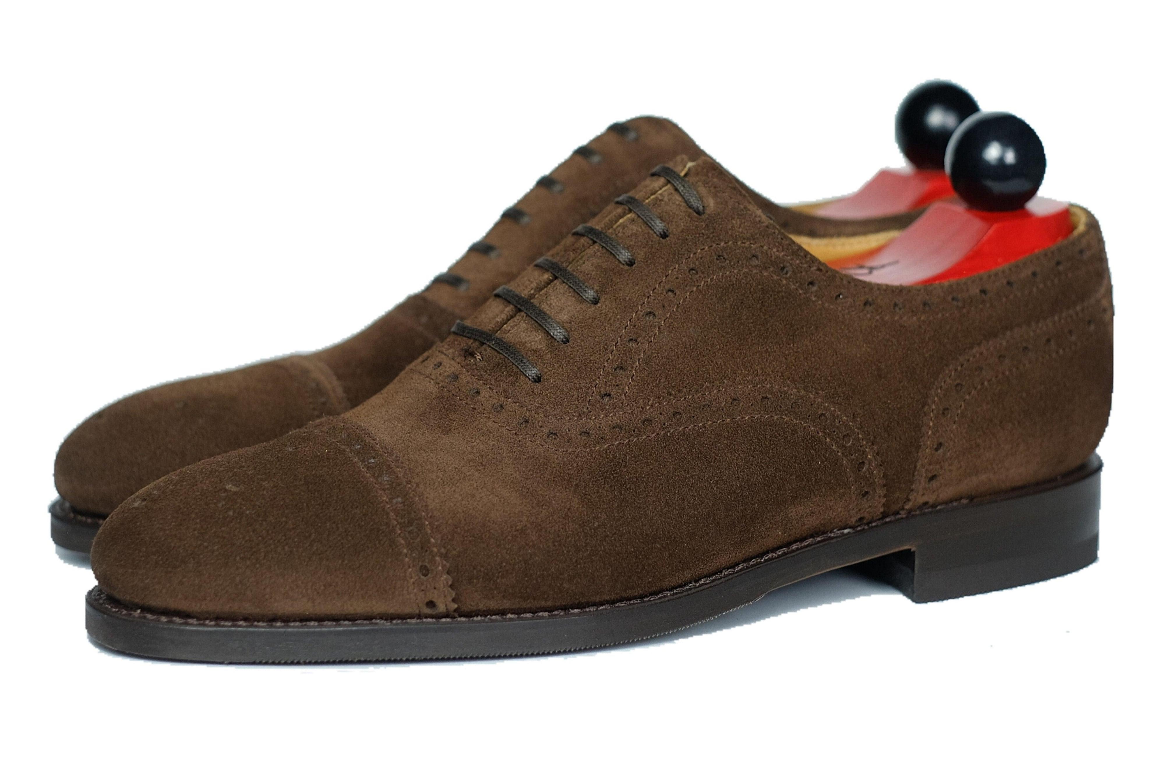Wenatchee - Mocha Suede-Captoe Cap Toe Brogue Oxfords-J.FitzPatrick Footwear