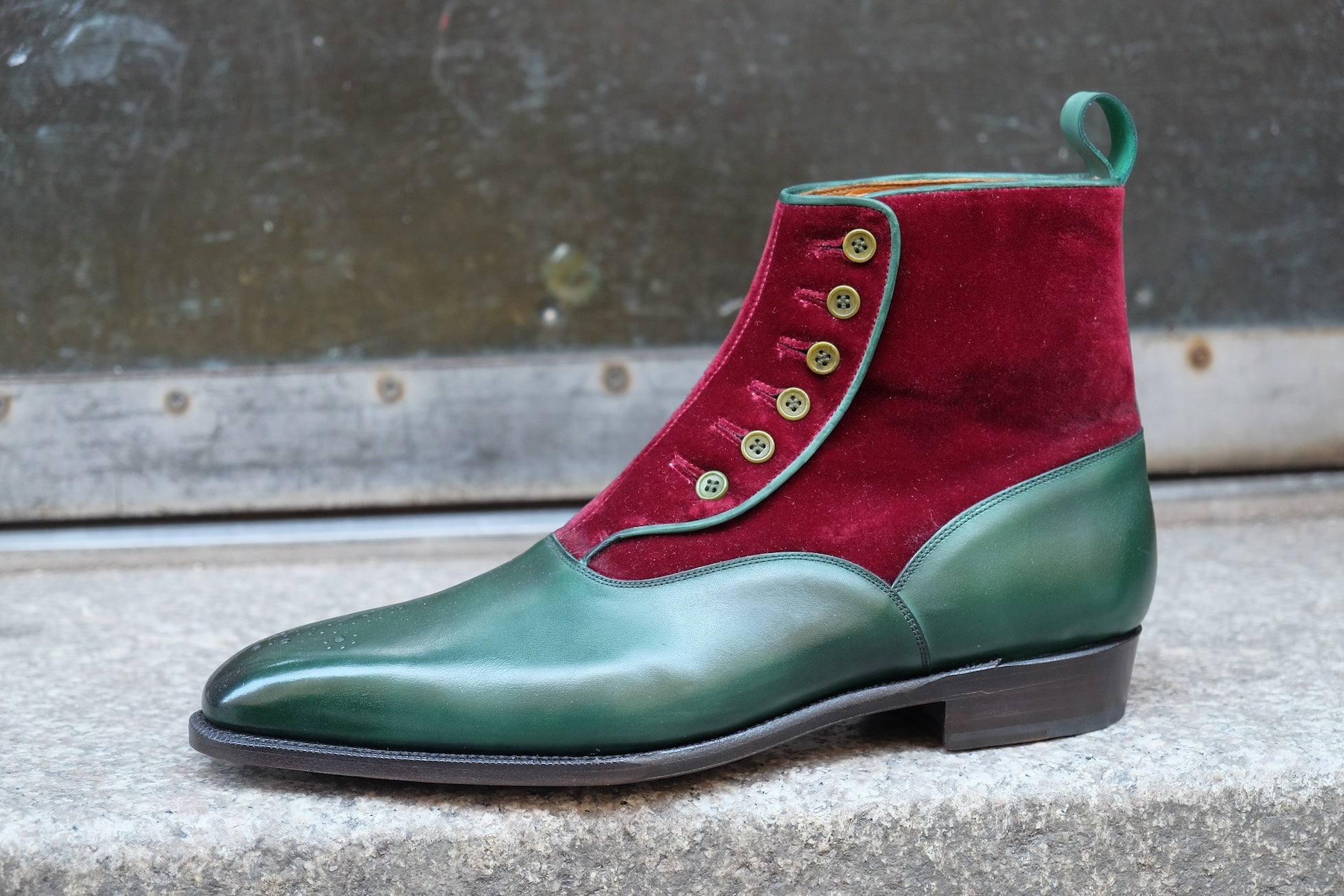 Westlake - MTO - Forest Green Calf / Burgundy Velour - LPB Last - Single Leather Sole-Made To Order-J.FitzPatrick Footwear