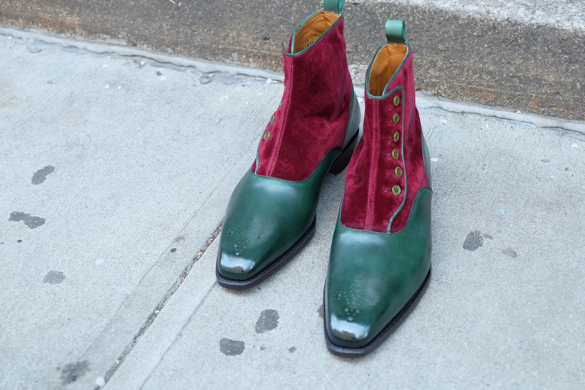 Westlake - MTO - Forest Green Calf / Burgundy Velour - LPB Last - Single Leather Sole-Made To Order-J.FitzPatrick Footwear