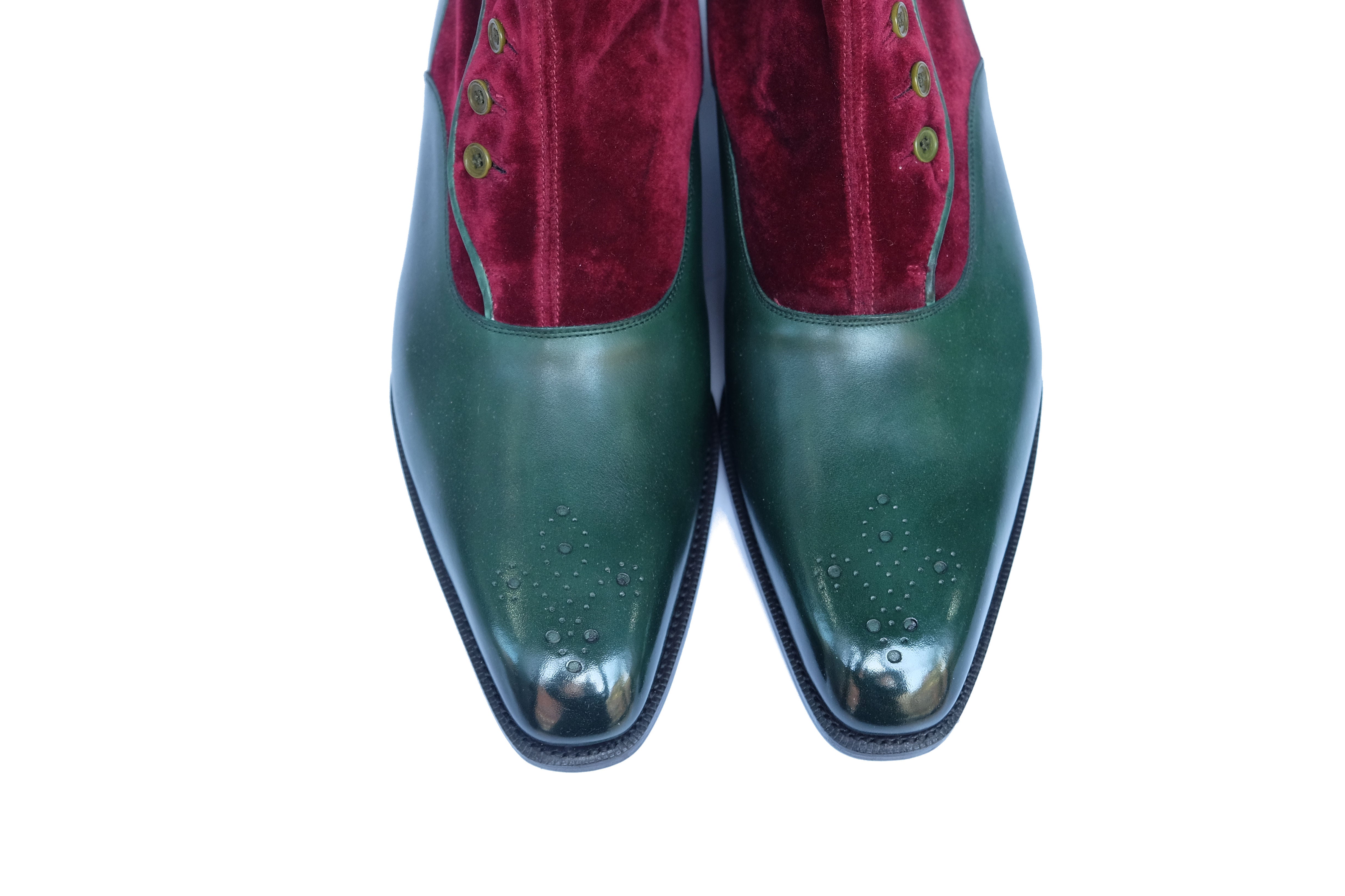 Westlake - MTO - Forest Green Calf / Burgundy Velour - LPB Last - Single Leather Sole-Made To Order-J.FitzPatrick Footwear