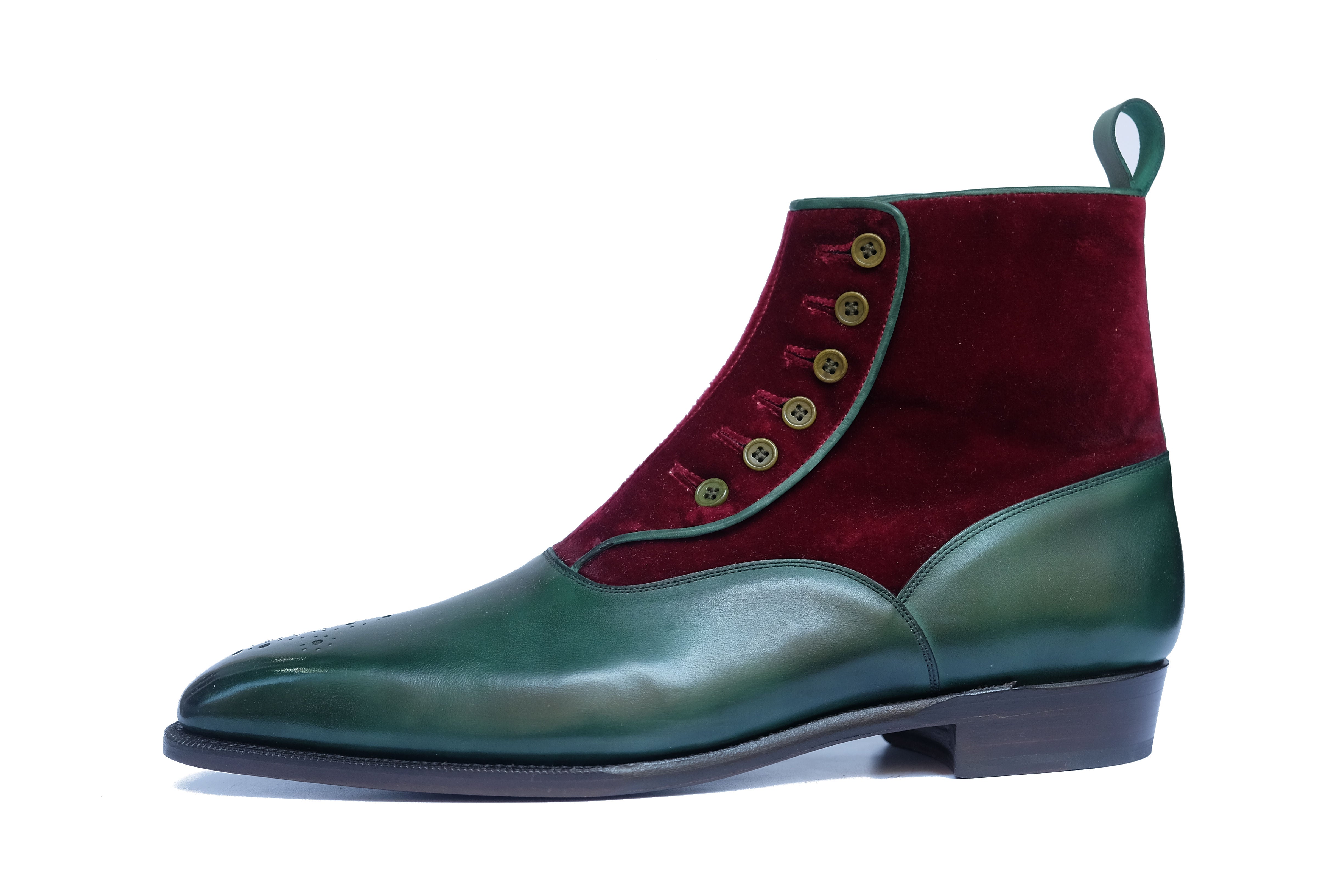 Westlake - MTO - Forest Green Calf / Burgundy Velour - LPB Last - Single Leather Sole-Made To Order-J.FitzPatrick Footwear