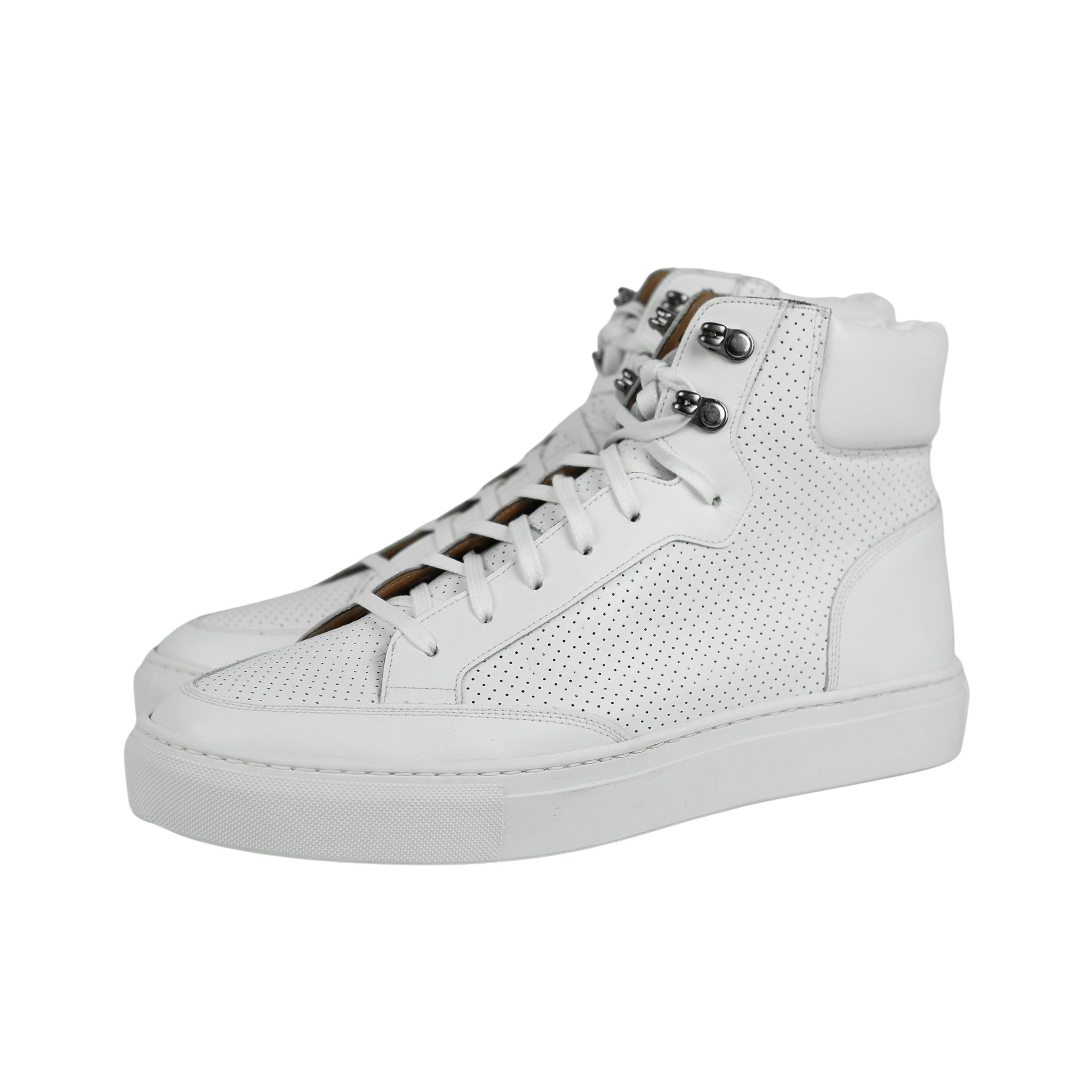 Louis Suede-Trimmed Perforated Leather High-Top Sneakers