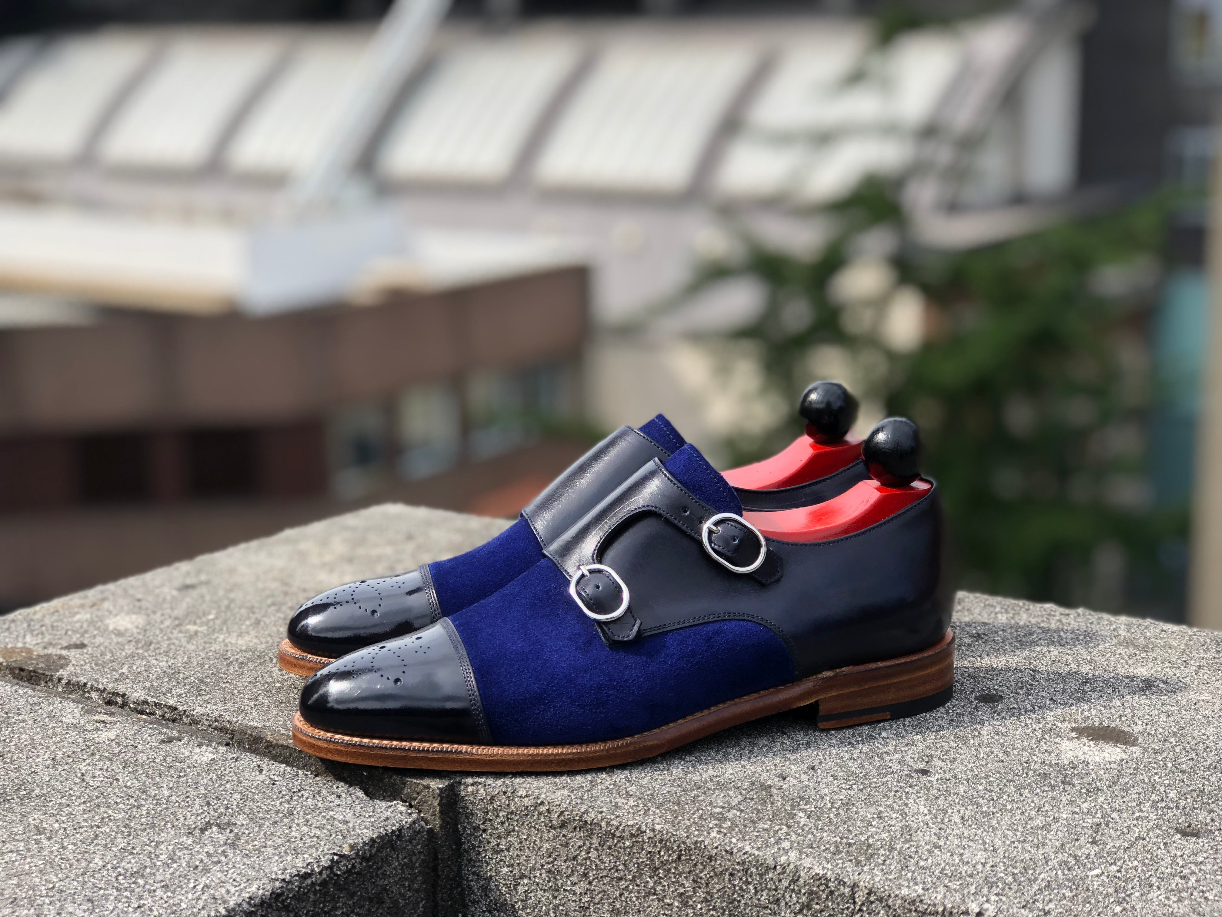 Kent - MTO - Navy Calf / Blue Suede - TMG Last - Natural Leather Sole
