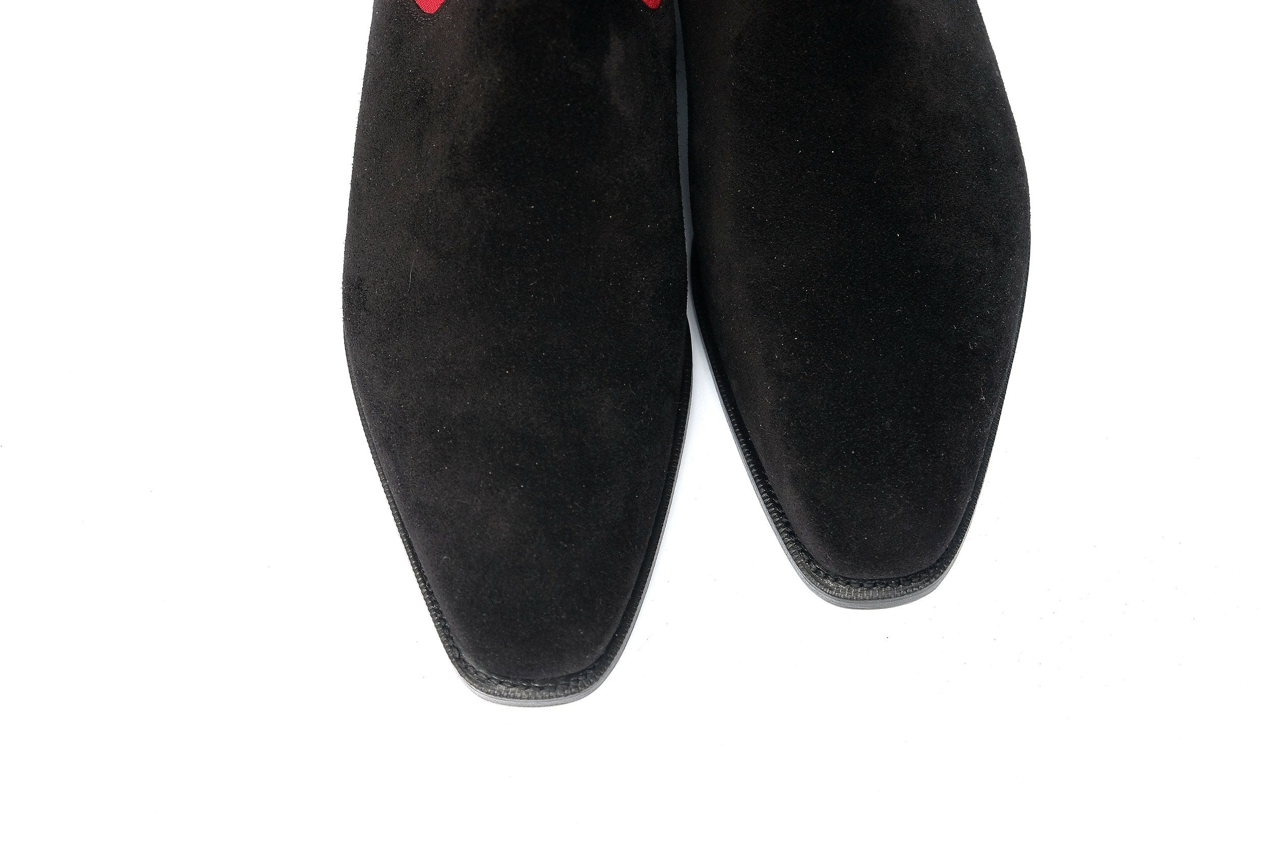 Alki - MTO - Black Suede / Red Gore - LPB Last - Single Leather Sole-Made To Order Chelsea Boots-J.FitzPatrick Footwear