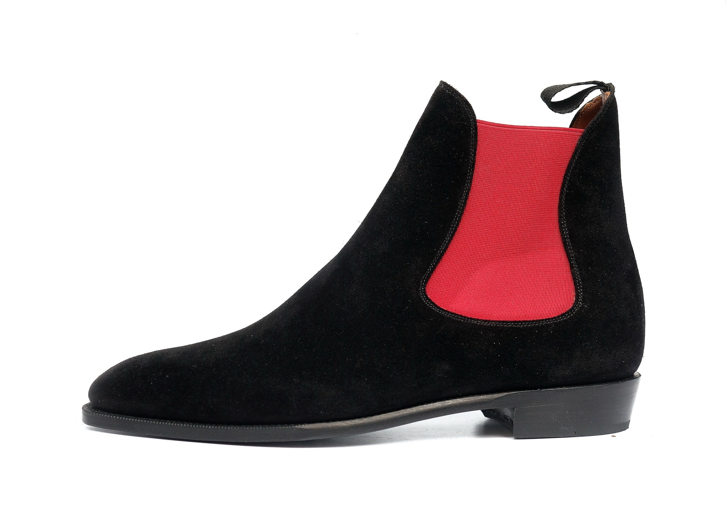Alki - MTO - Black Suede / Red Gore - LPB Last - Single Leather Sole-Made To Order Chelsea Boots-J.FitzPatrick Footwear