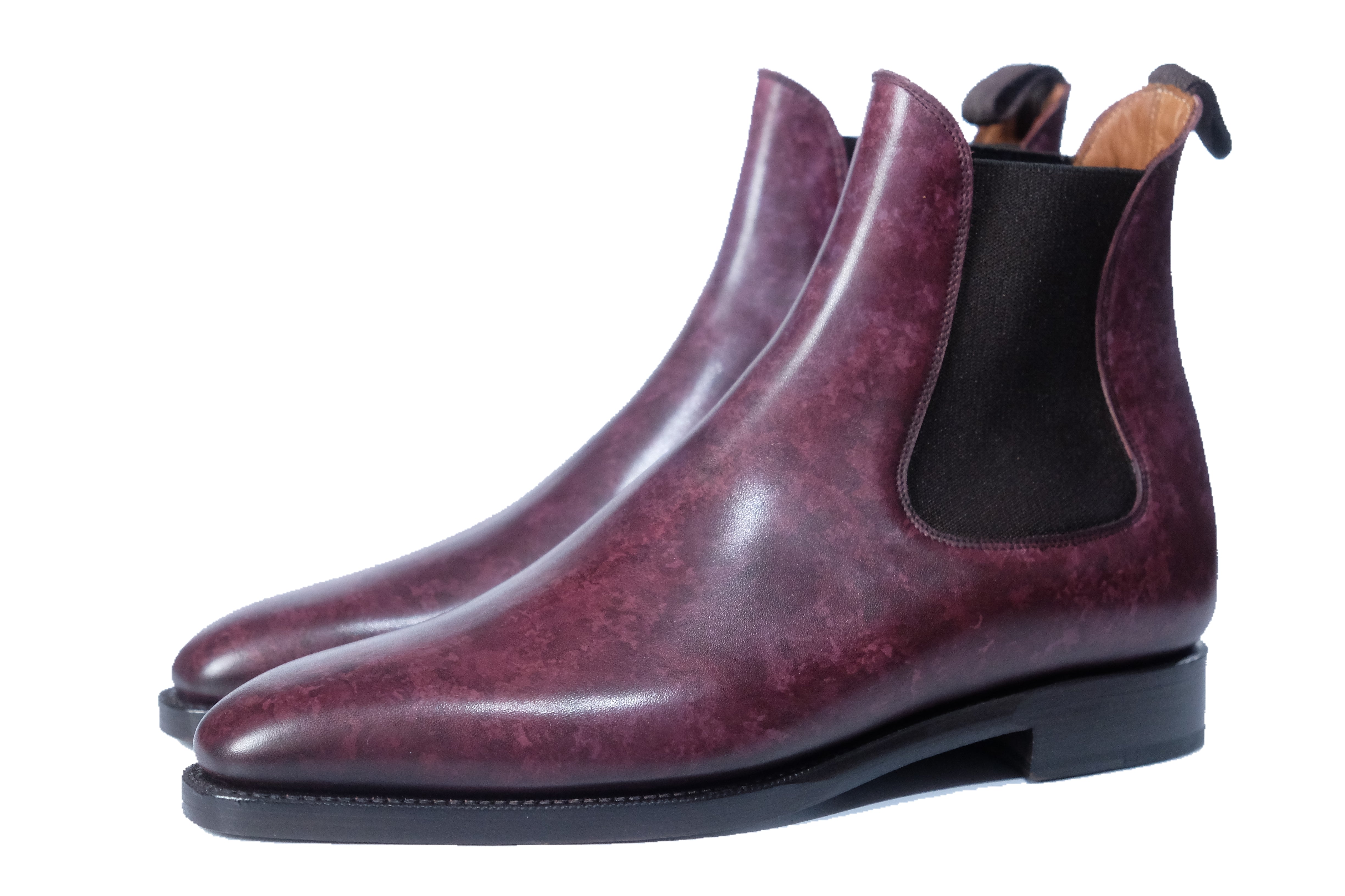 Alki - MTO - Mulberry Marble Patina - LPB Last - Single Leather Sole-Made To Order Chelsea Boots-J.FitzPatrick Footwear