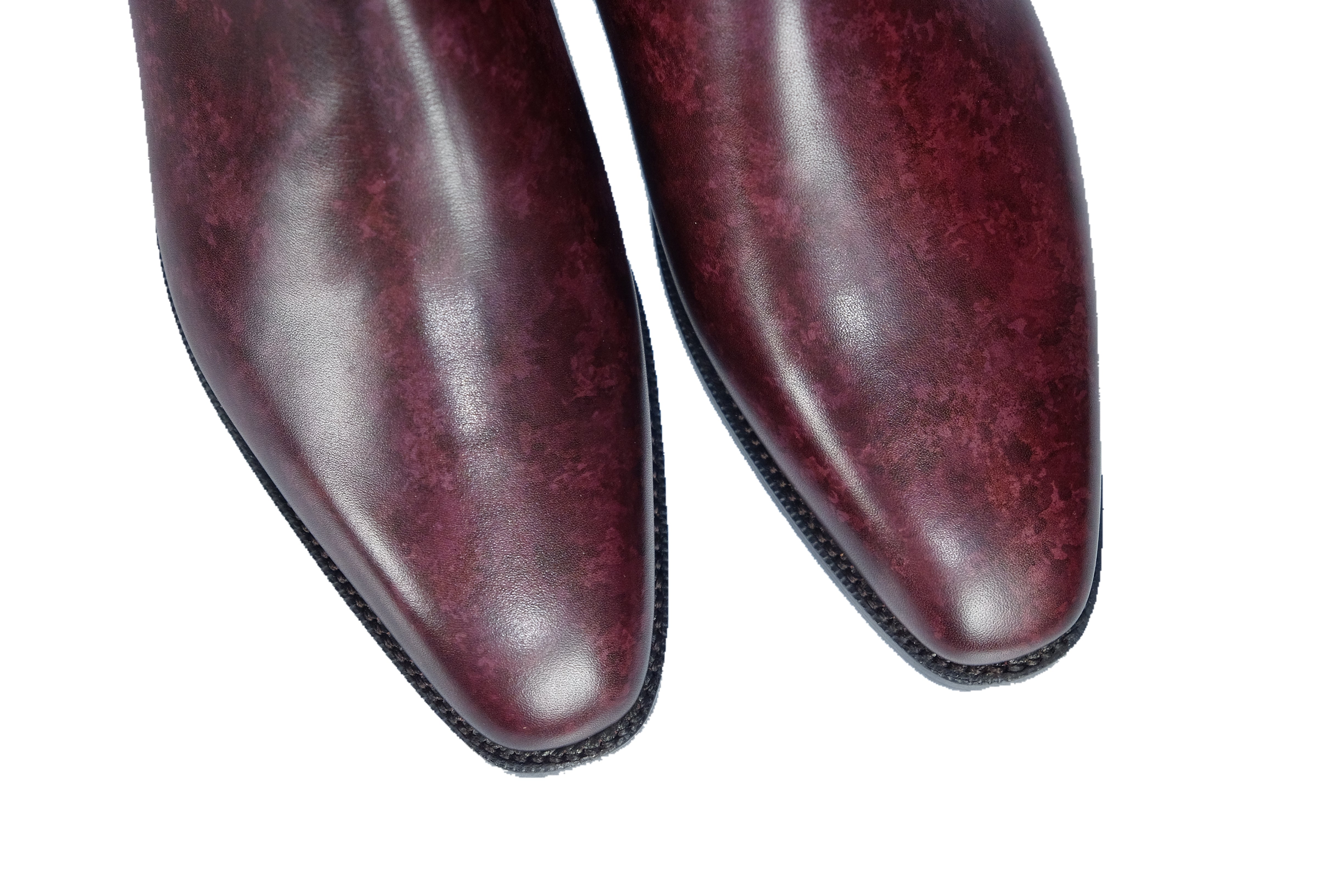 Alki - MTO - Mulberry Marble Patina - LPB Last - Single Leather Sole-Made To Order Chelsea Boots-J.FitzPatrick Footwear