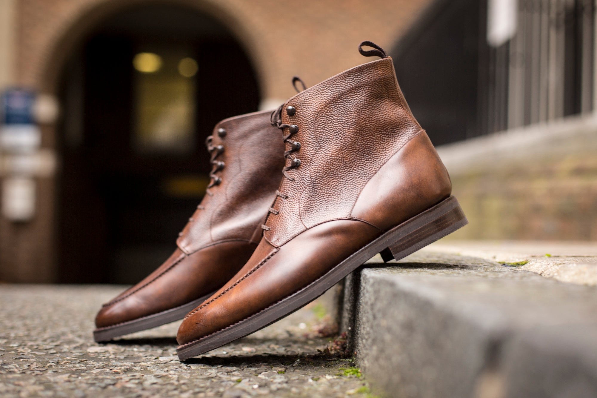 Bremerton - MTO - Copper Museum Calf / Copper Museum Grain - TMG Last - Double City Rubber Sole-Made To Order Lace Laceup Boots-J.FitzPatrick Footwear