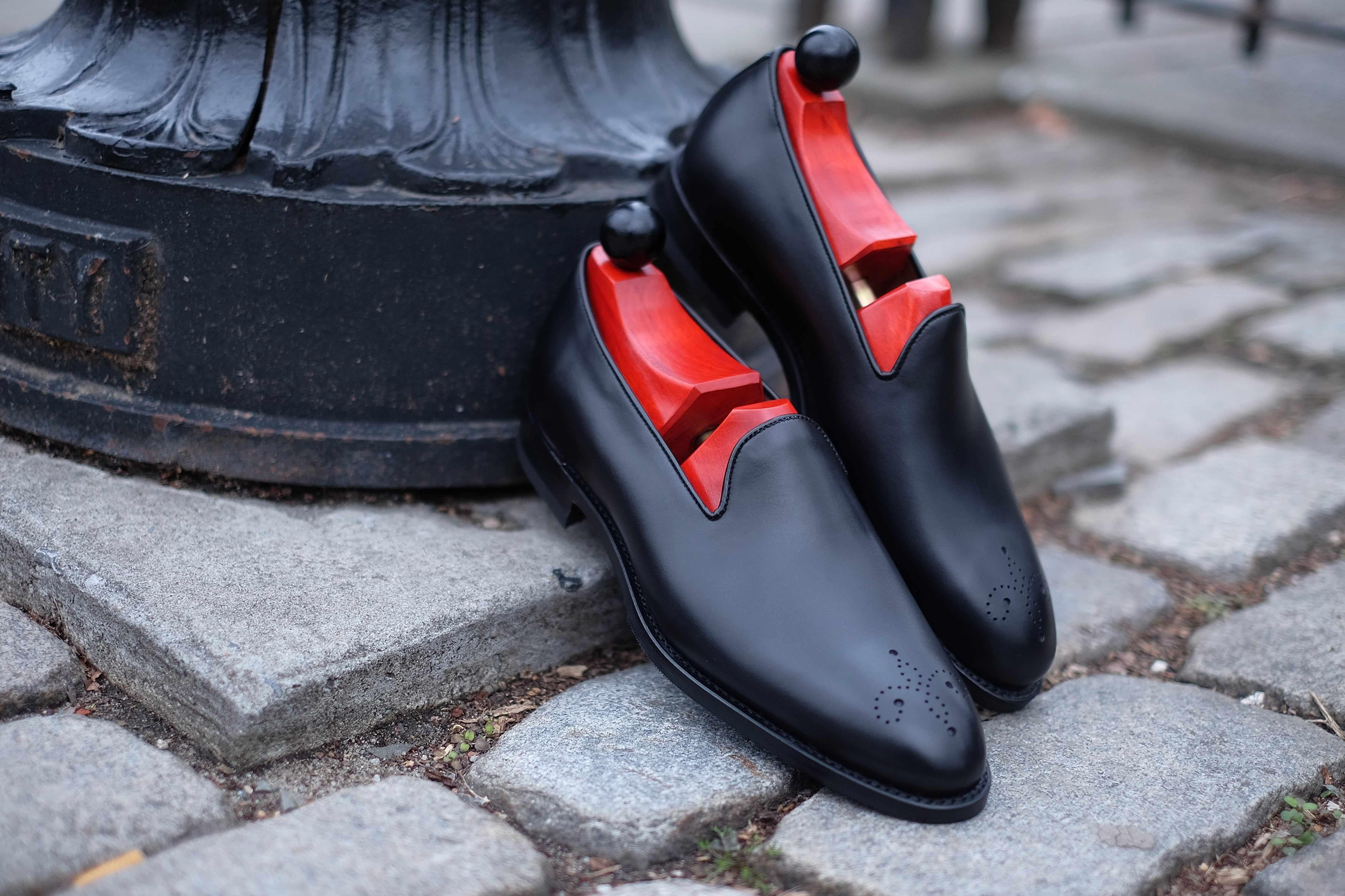 Chelan - Black Calf-Slipper Loafers-J.FitzPatrick Footwear