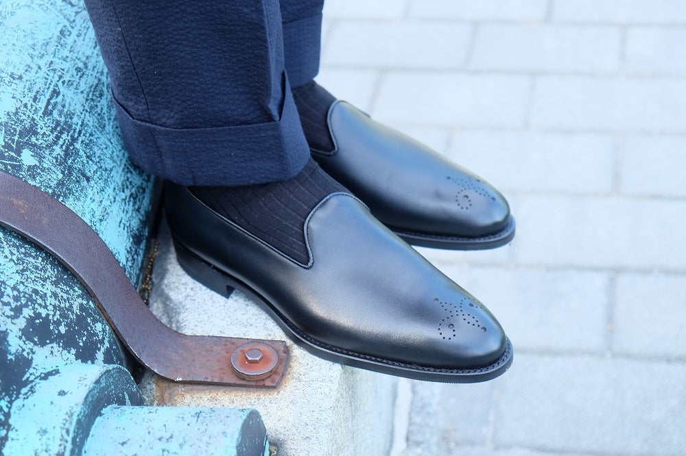 Chelan - Black Calf-Slipper Loafers-J.FitzPatrick Footwear