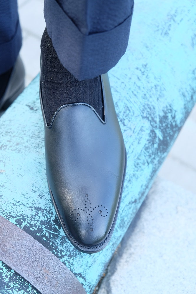 Chelan - Black Calf-Slipper Loafers-J.FitzPatrick Footwear