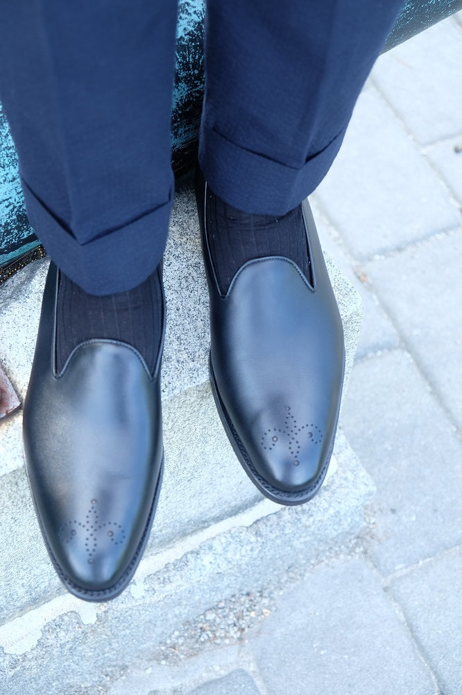 Chelan - Black Calf-Slipper Loafers-J.FitzPatrick Footwear