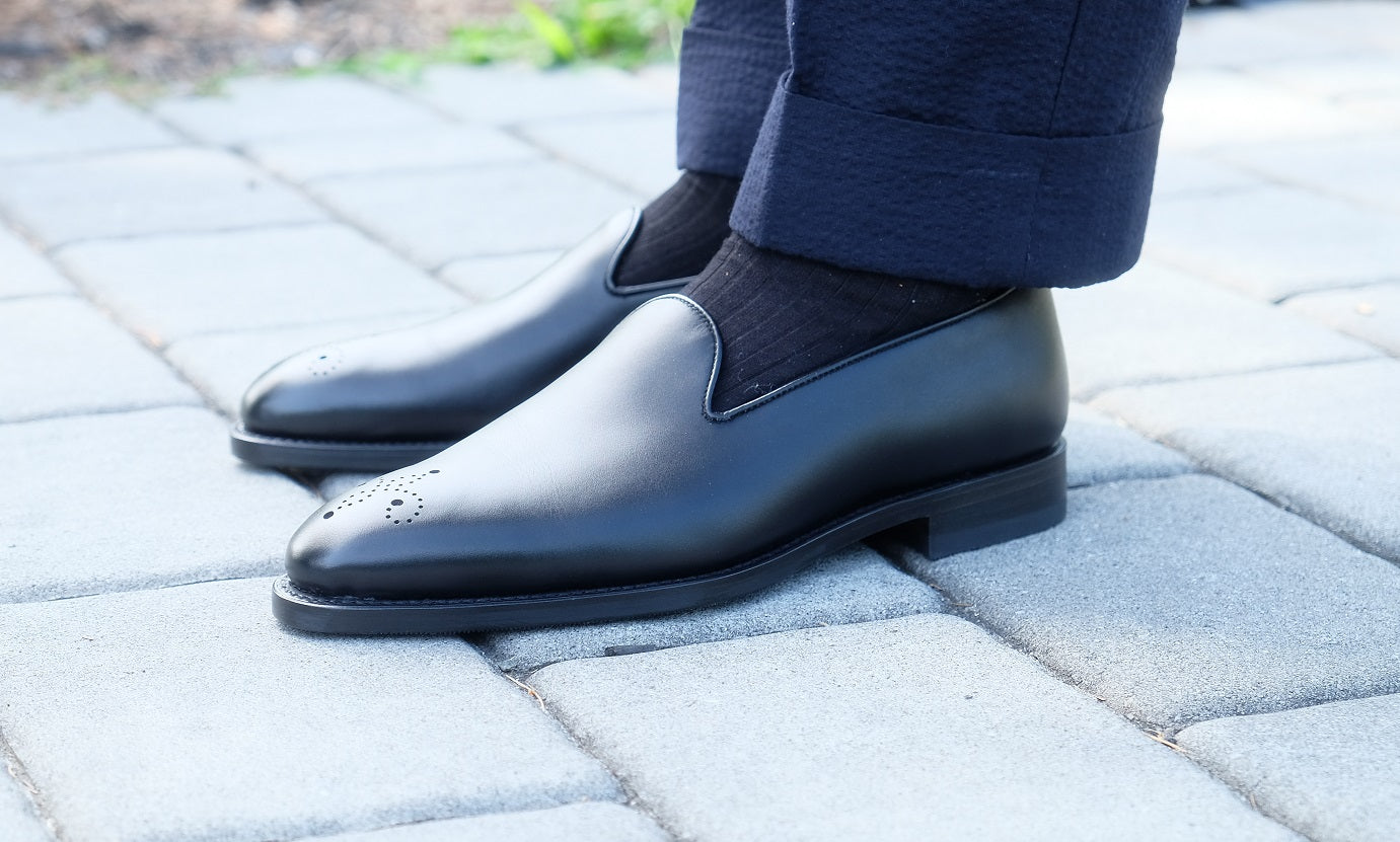 Chelan - Black Calf-Slipper Loafers-J.FitzPatrick Footwear