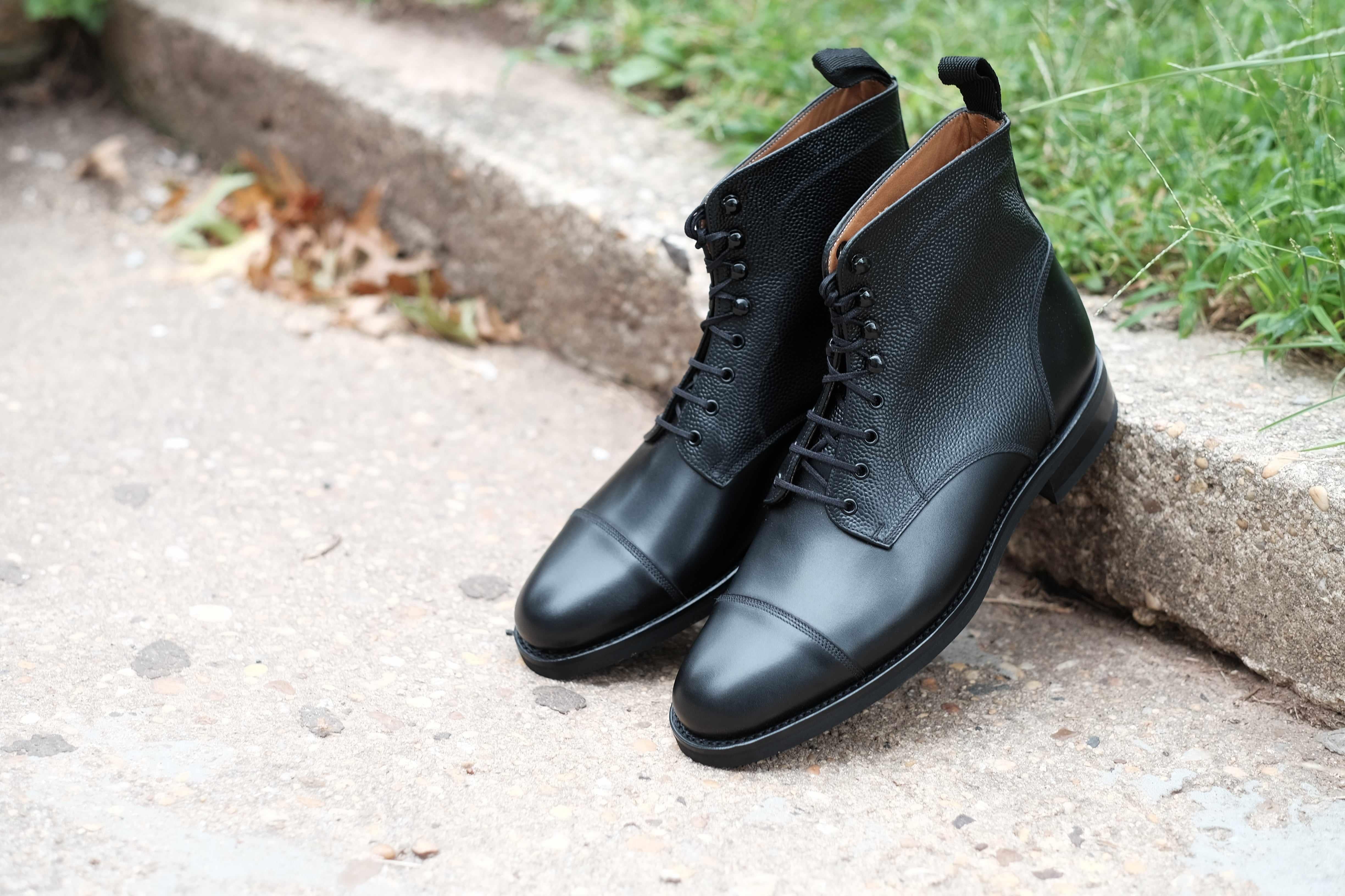 Columbia Redux - Black Calf / Black Grain-Derby Boots-J.FitzPatrick Footwear