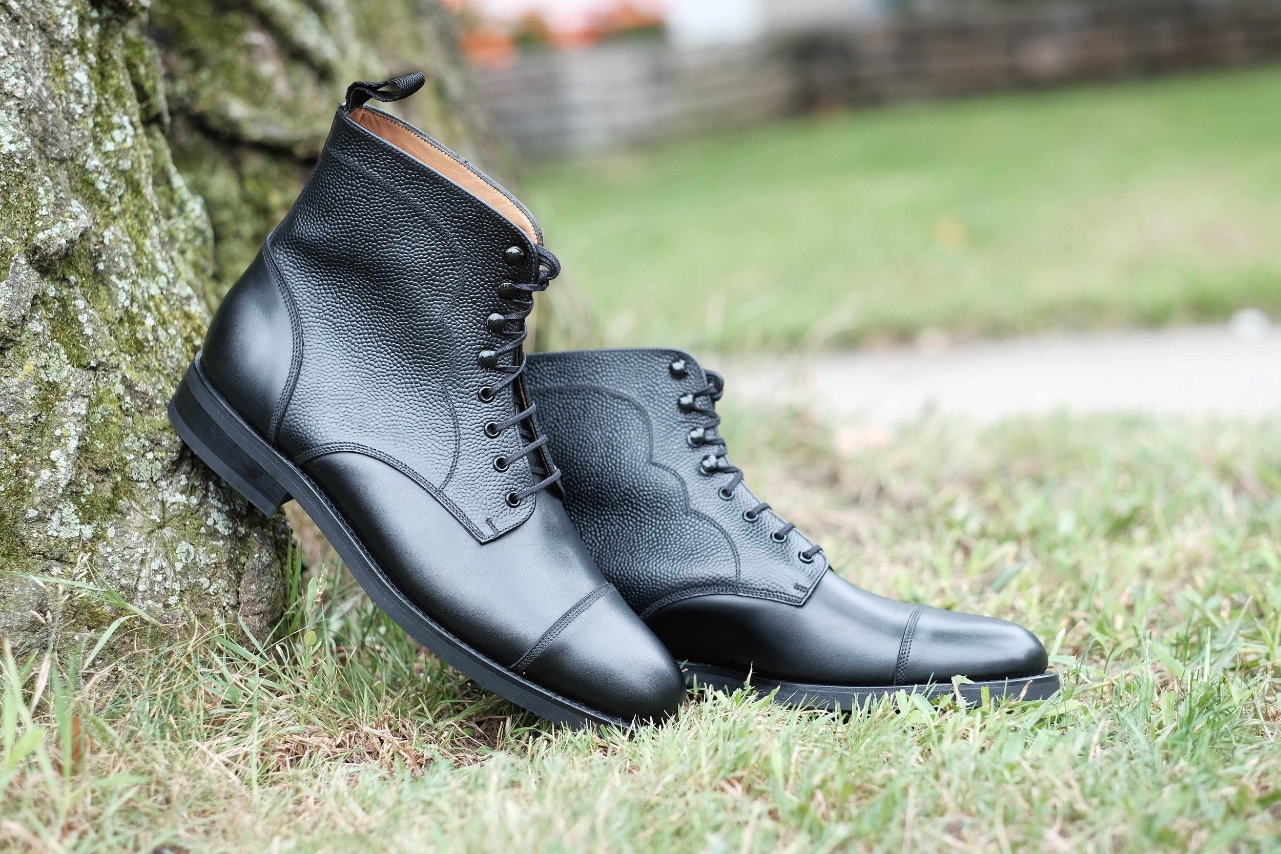 Columbia Redux - Black Calf / Black Grain-Derby Boots-J.FitzPatrick Footwear