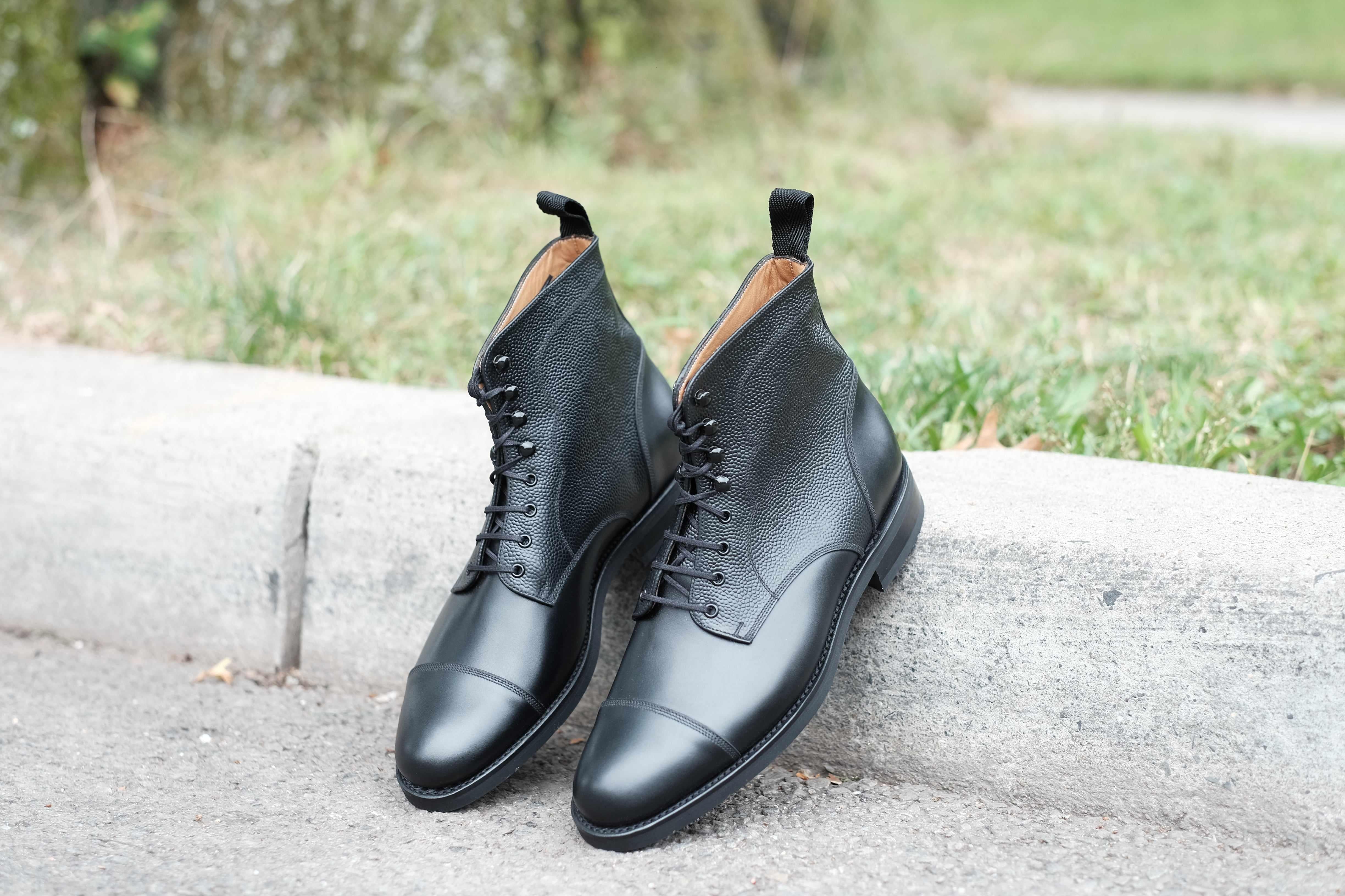 Columbia Redux - Black Calf / Black Grain-Derby Boots-J.FitzPatrick Footwear