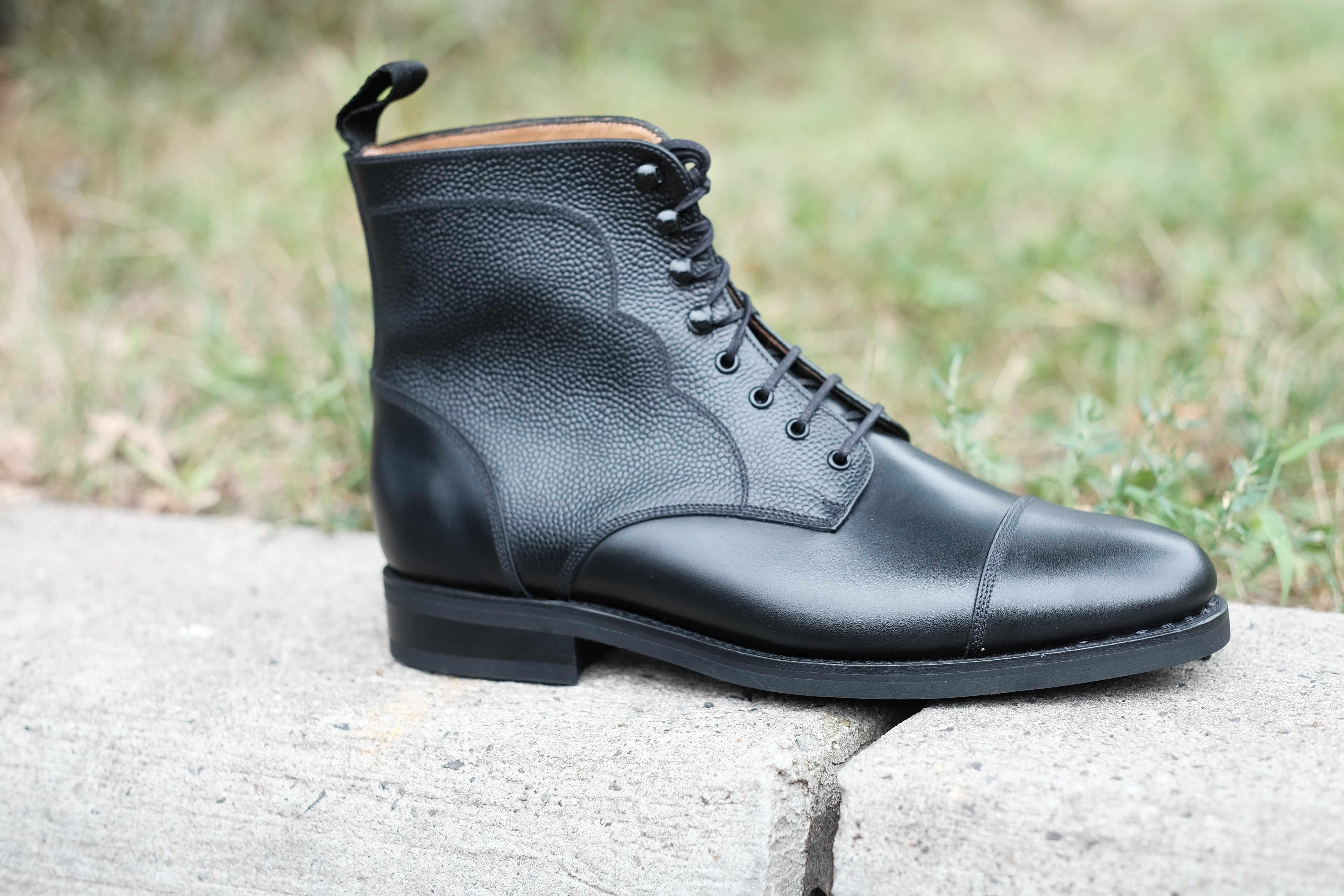 Columbia Redux - Black Calf / Black Grain-Derby Boots-J.FitzPatrick Footwear