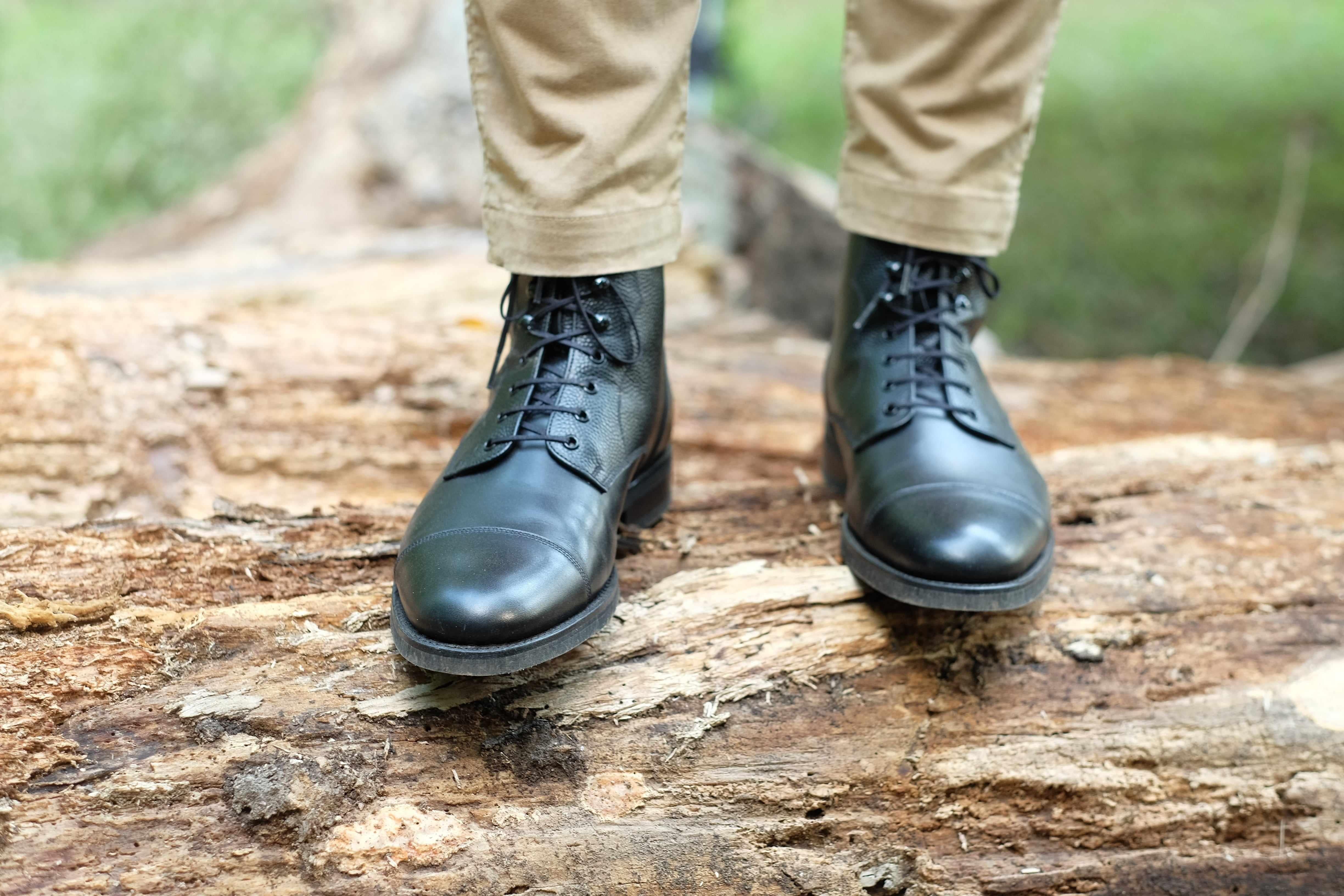Columbia Redux - Black Calf / Black Grain-Derby Boots-J.FitzPatrick Footwear
