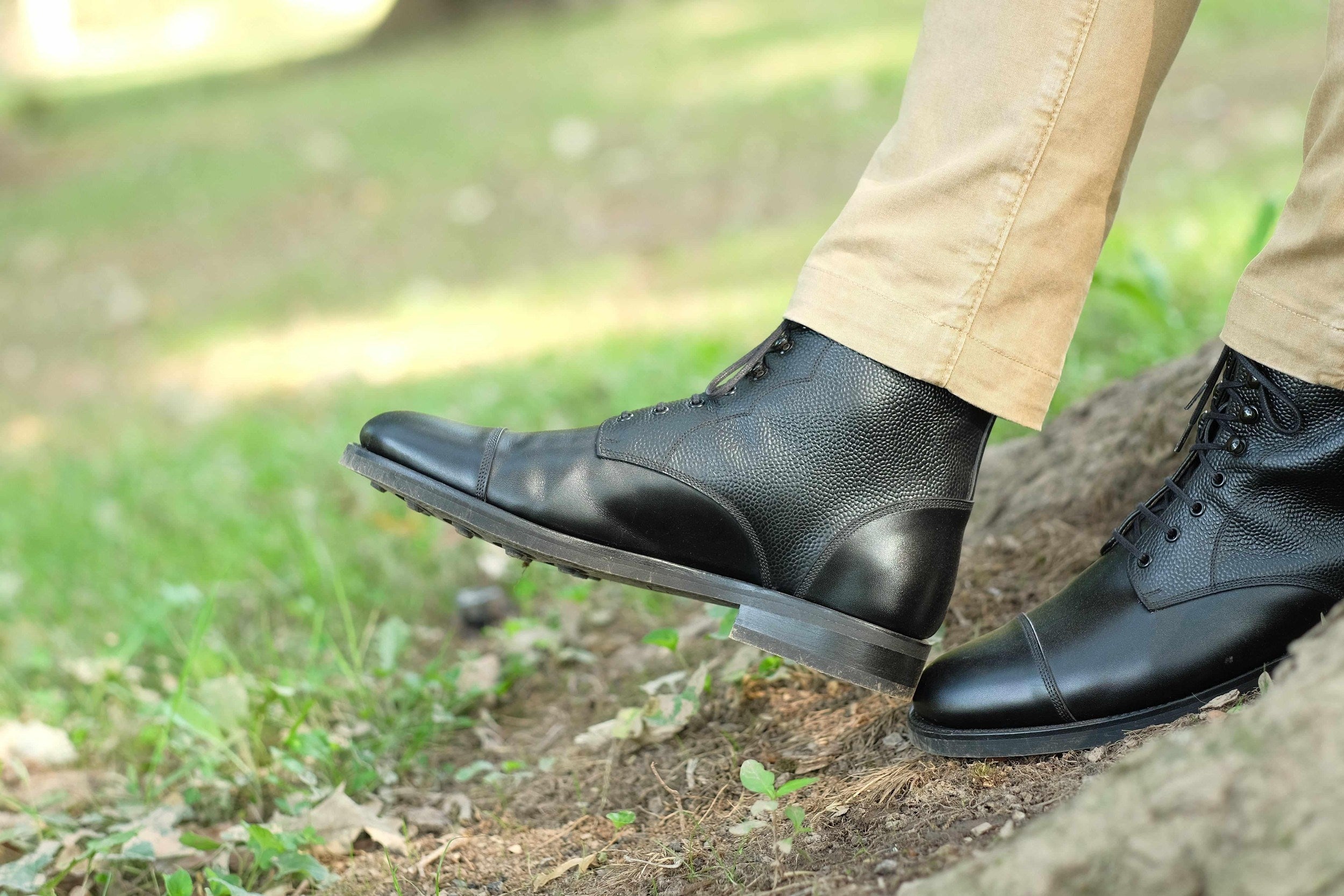 Columbia Redux - Black Calf / Black Grain-Derby Boots-J.FitzPatrick Footwear