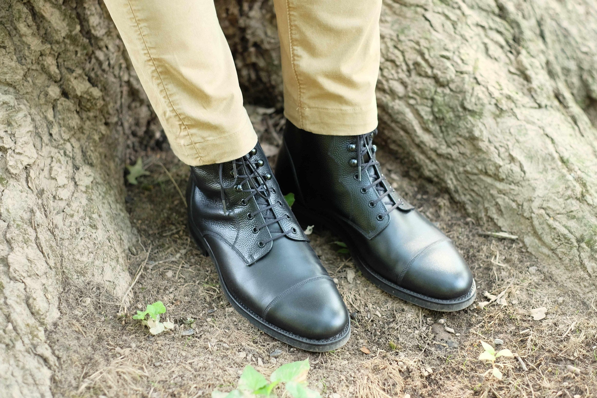 Columbia Redux - Black Calf / Black Grain-Derby Boots-J.FitzPatrick Footwear