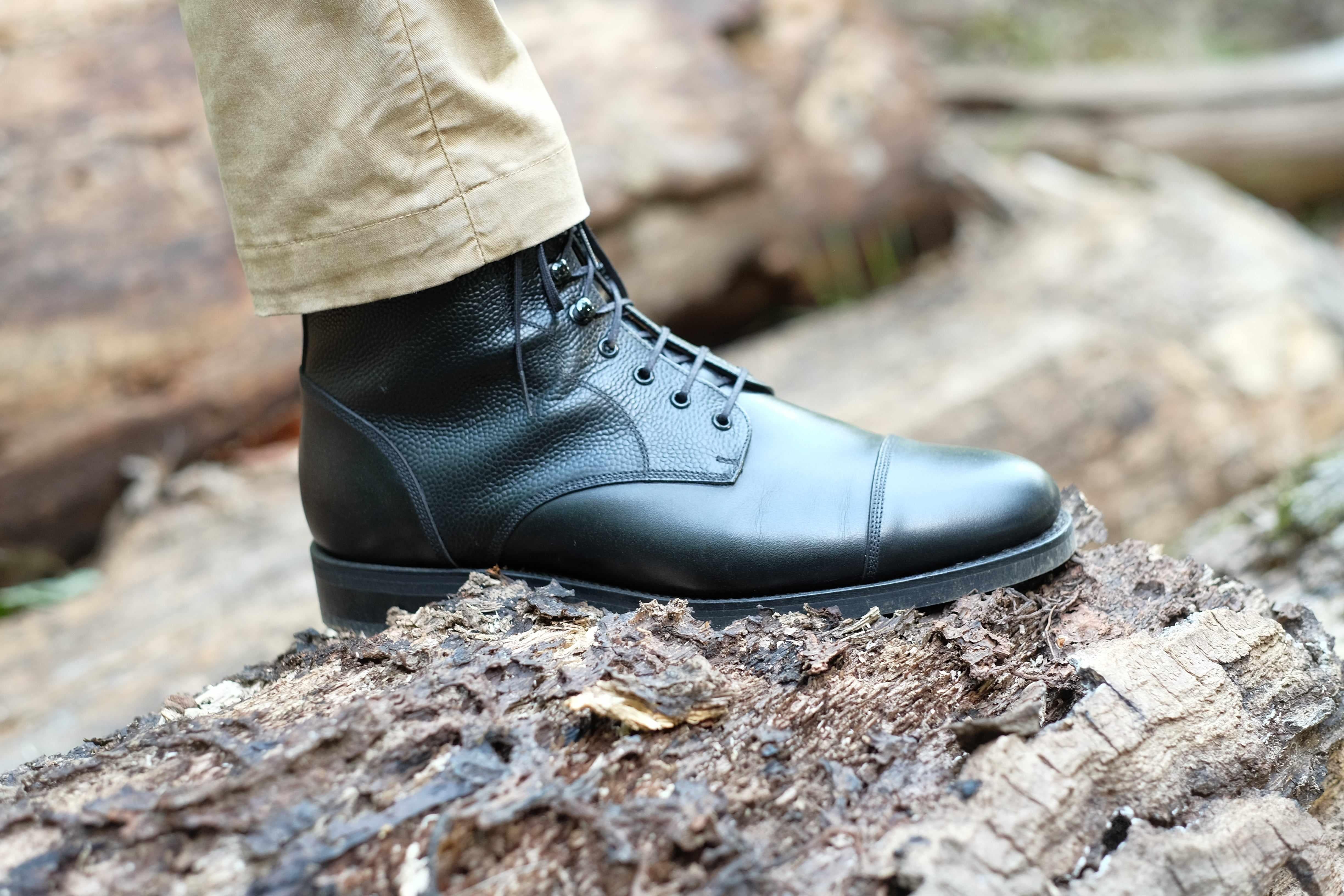 Columbia Redux - Black Calf / Black Grain-Derby Boots-J.FitzPatrick Footwear
