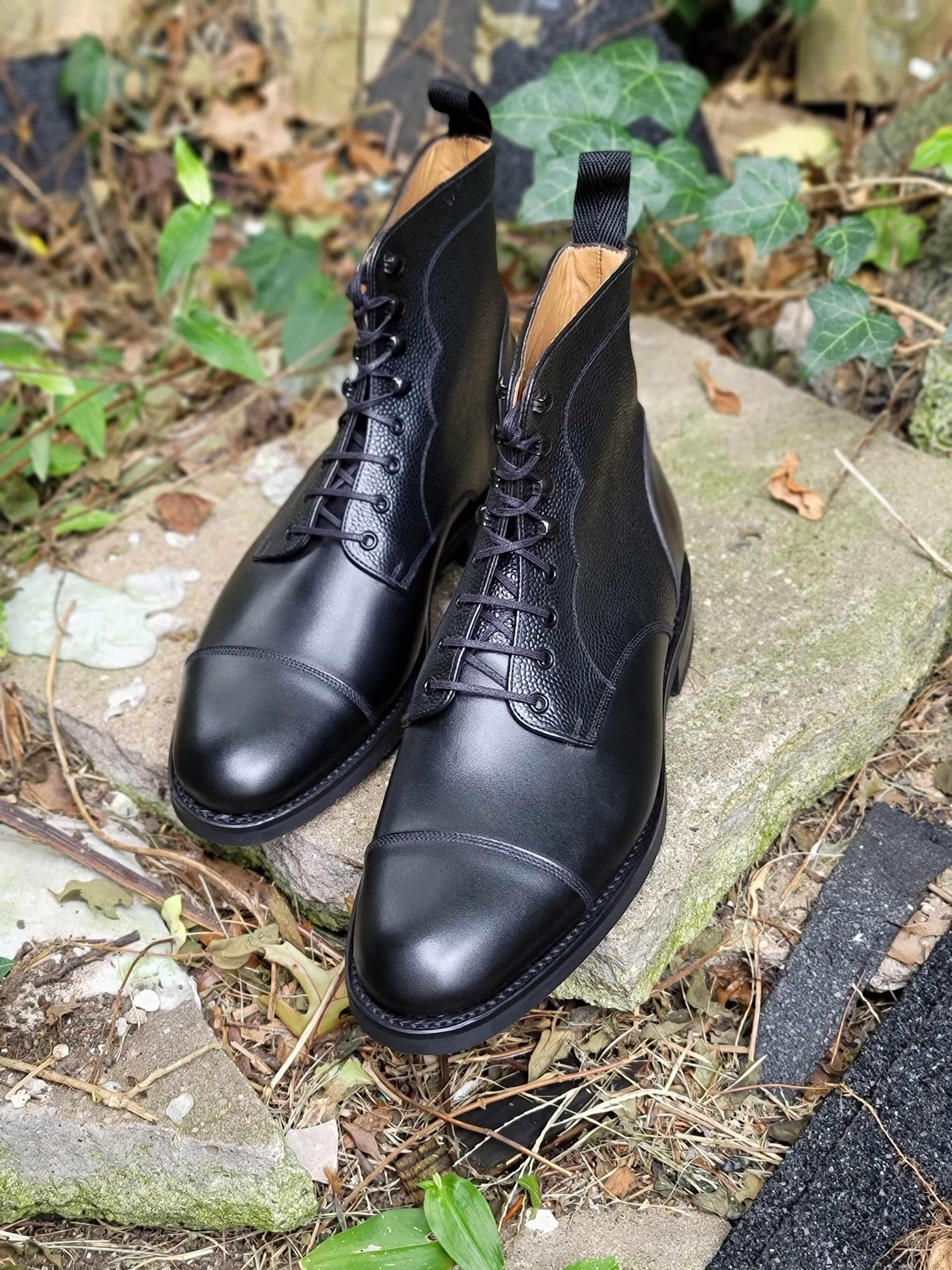 Columbia Redux - Black Calf / Black Grain-Derby Boots-J.FitzPatrick Footwear