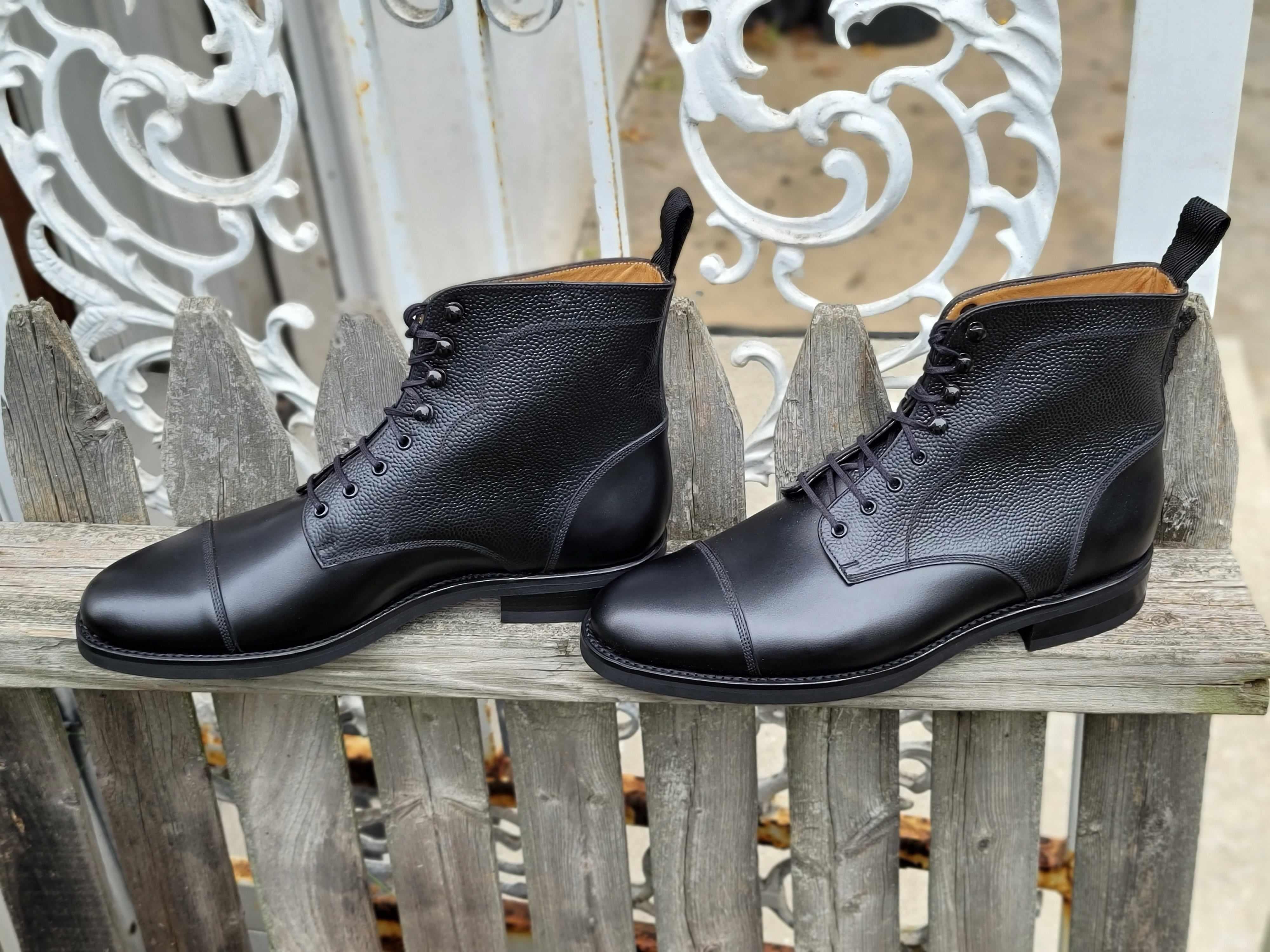 Columbia Redux - Black Calf / Black Grain-Derby Boots-J.FitzPatrick Footwear