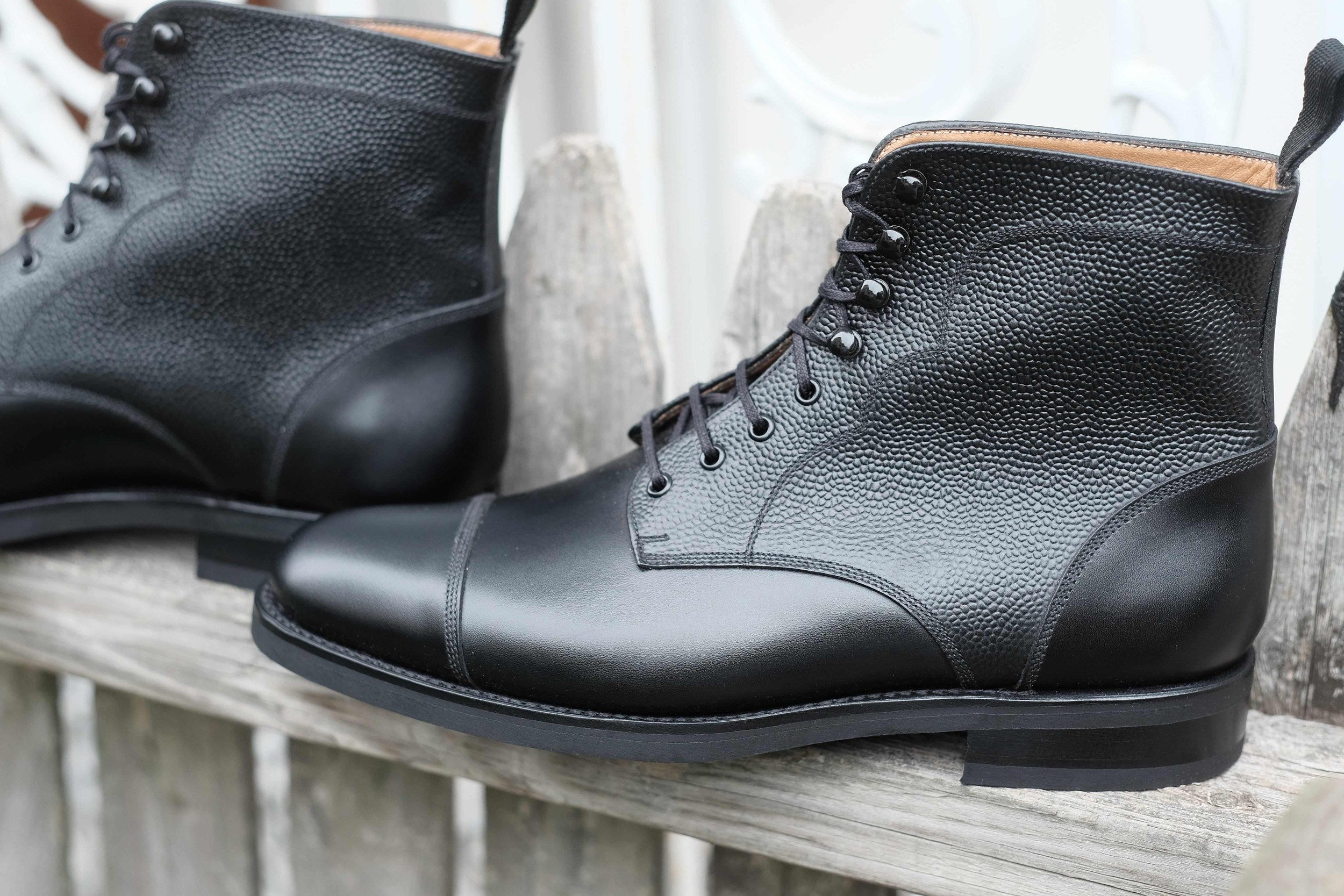 Columbia Redux - Black Calf / Black Grain-Derby Boots-J.FitzPatrick Footwear