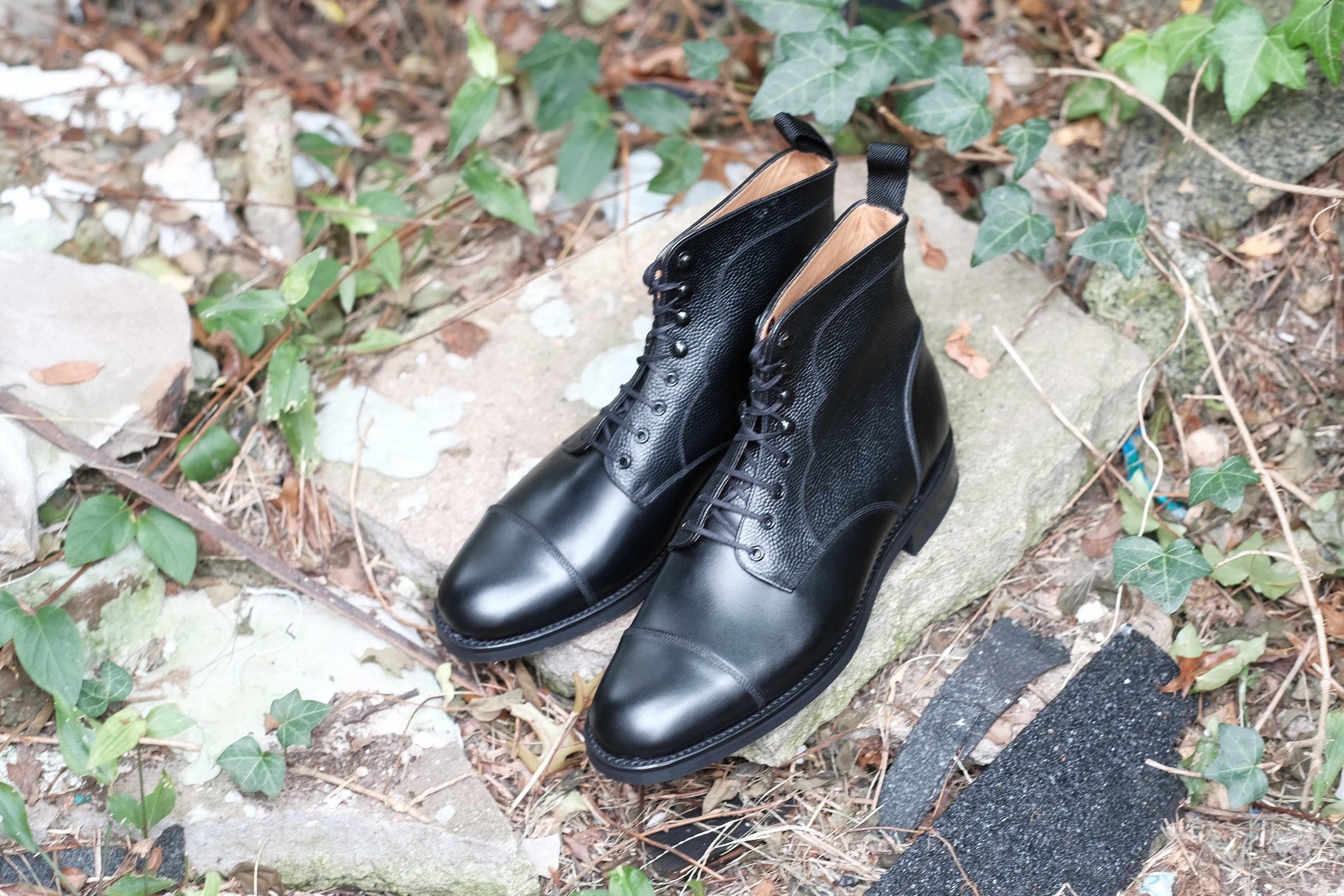 Columbia Redux - Black Calf / Black Grain-Derby Boots-J.FitzPatrick Footwear