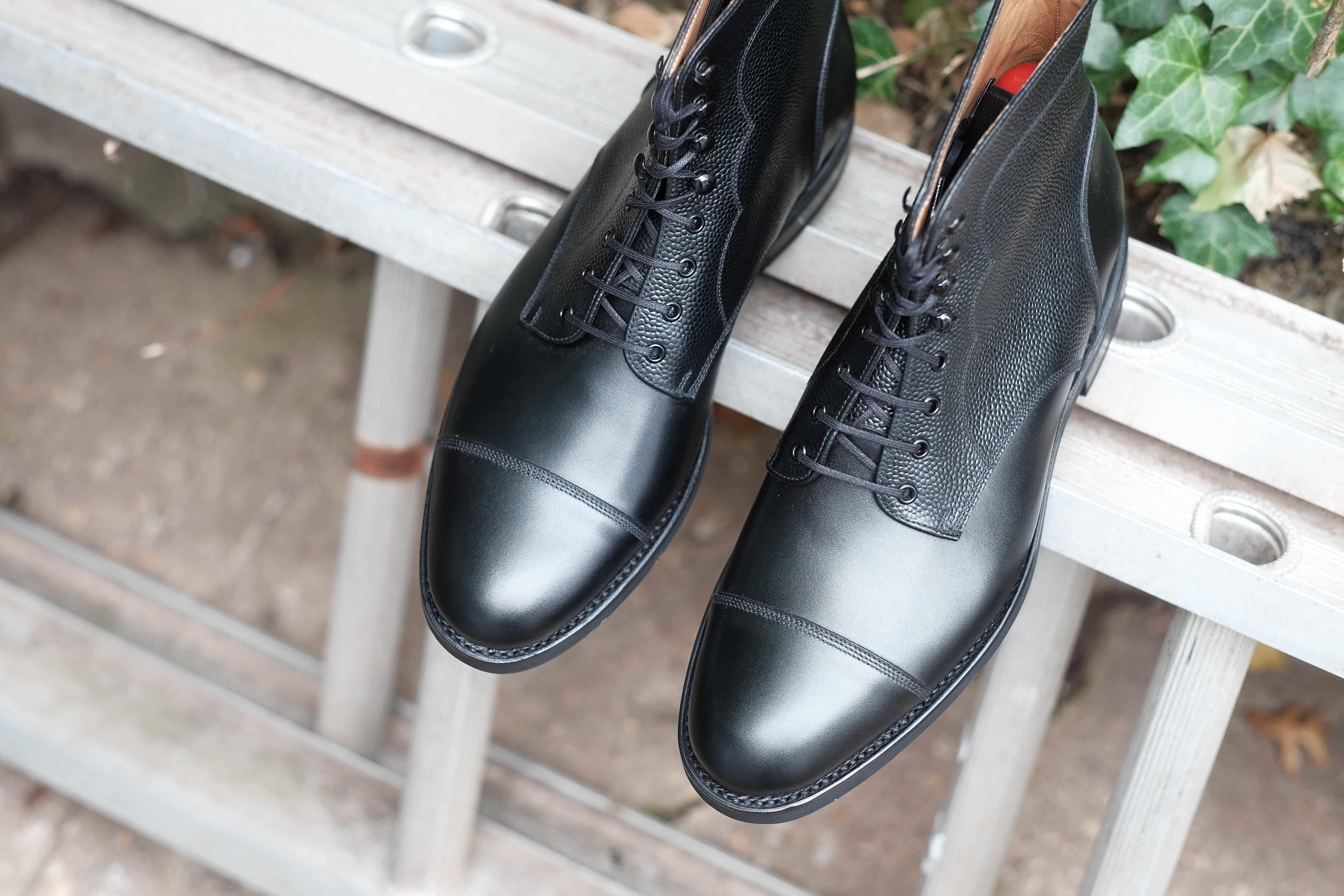 Columbia Redux - Black Calf / Black Grain-Derby Boots-J.FitzPatrick Footwear