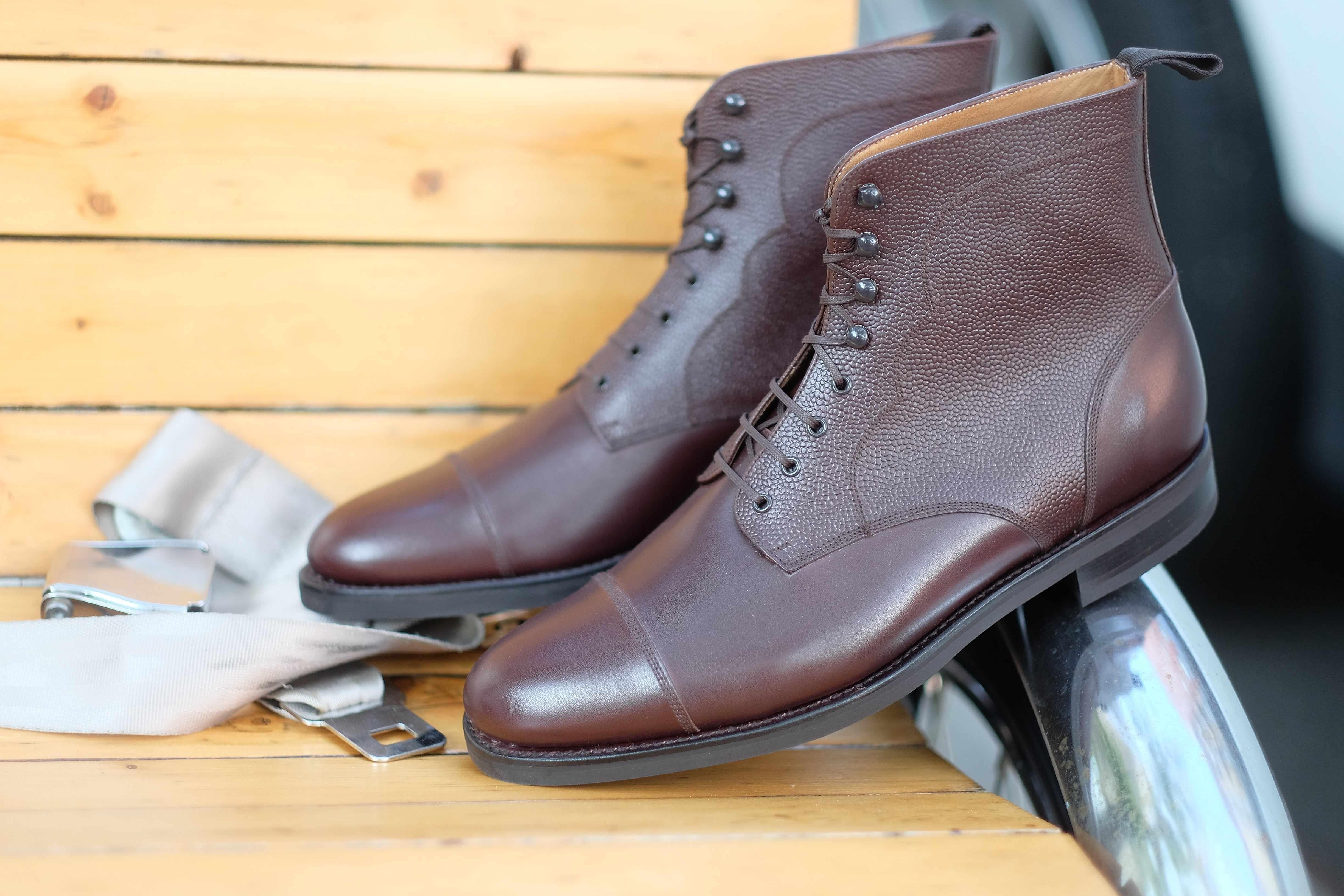 Columbia Redux - Dark Oak Calf / Dark Oak Grain-Derby Boots-J.FitzPatrick Footwear
