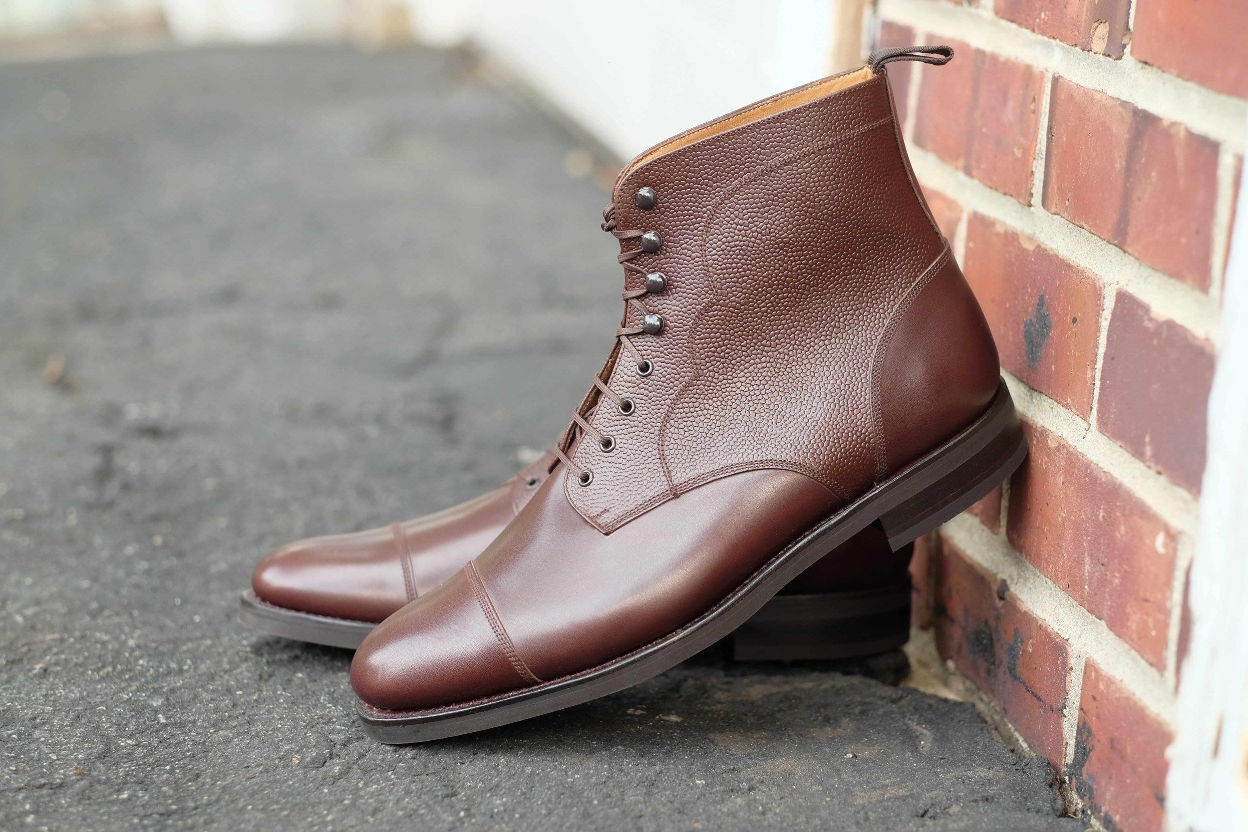 Columbia Redux - Dark Oak Calf / Dark Oak Grain-Derby Boots-J.FitzPatrick Footwear