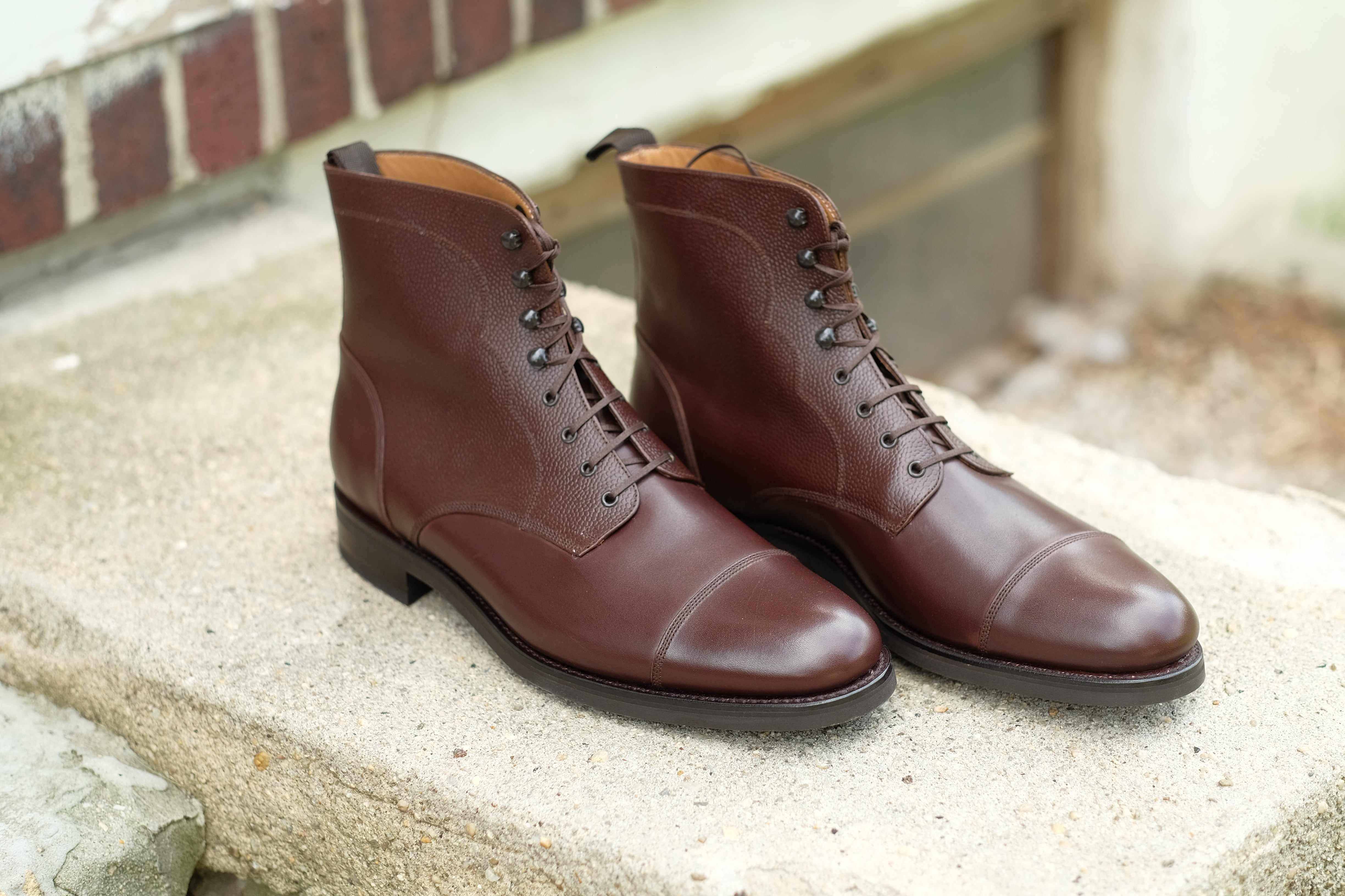 Columbia Redux - Dark Oak Calf / Dark Oak Grain-Derby Boots-J.FitzPatrick Footwear
