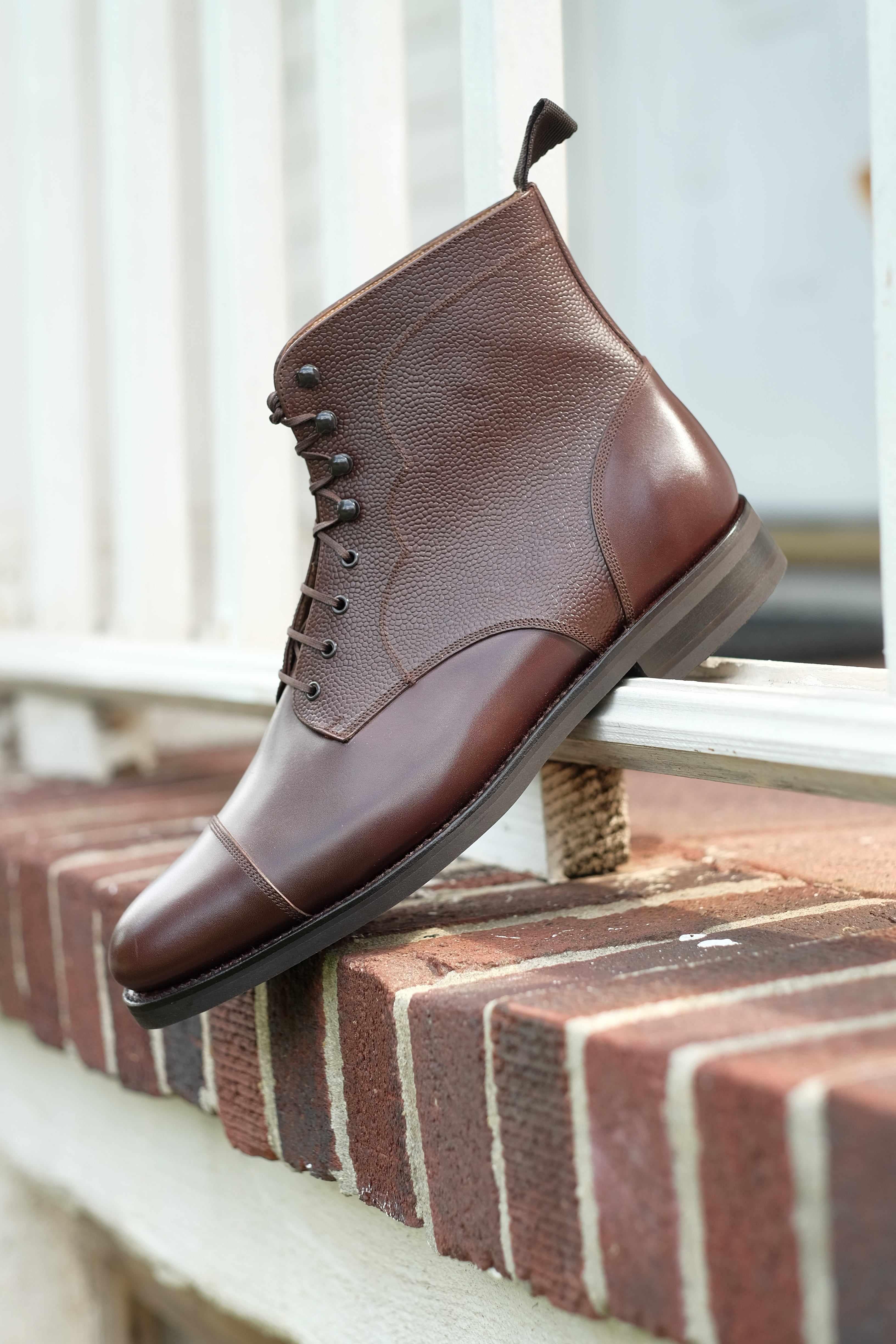 Columbia Redux - Dark Oak Calf / Dark Oak Grain-Derby Boots-J.FitzPatrick Footwear